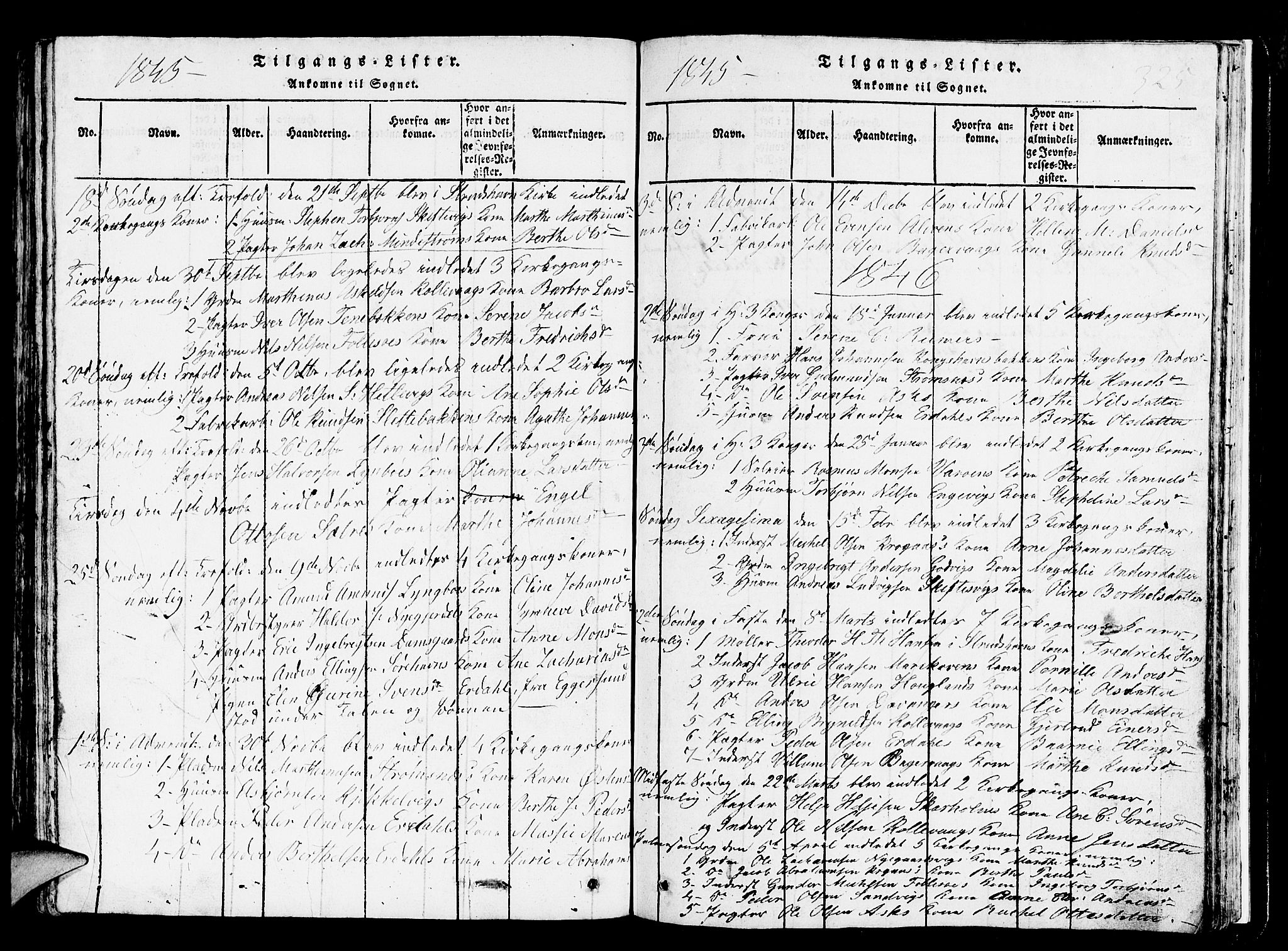 Askøy Sokneprestembete, SAB/A-74101/H/Ha/Hab/Haba/L0002: Parish register (copy) no. A 2, 1815-1846, p. 325