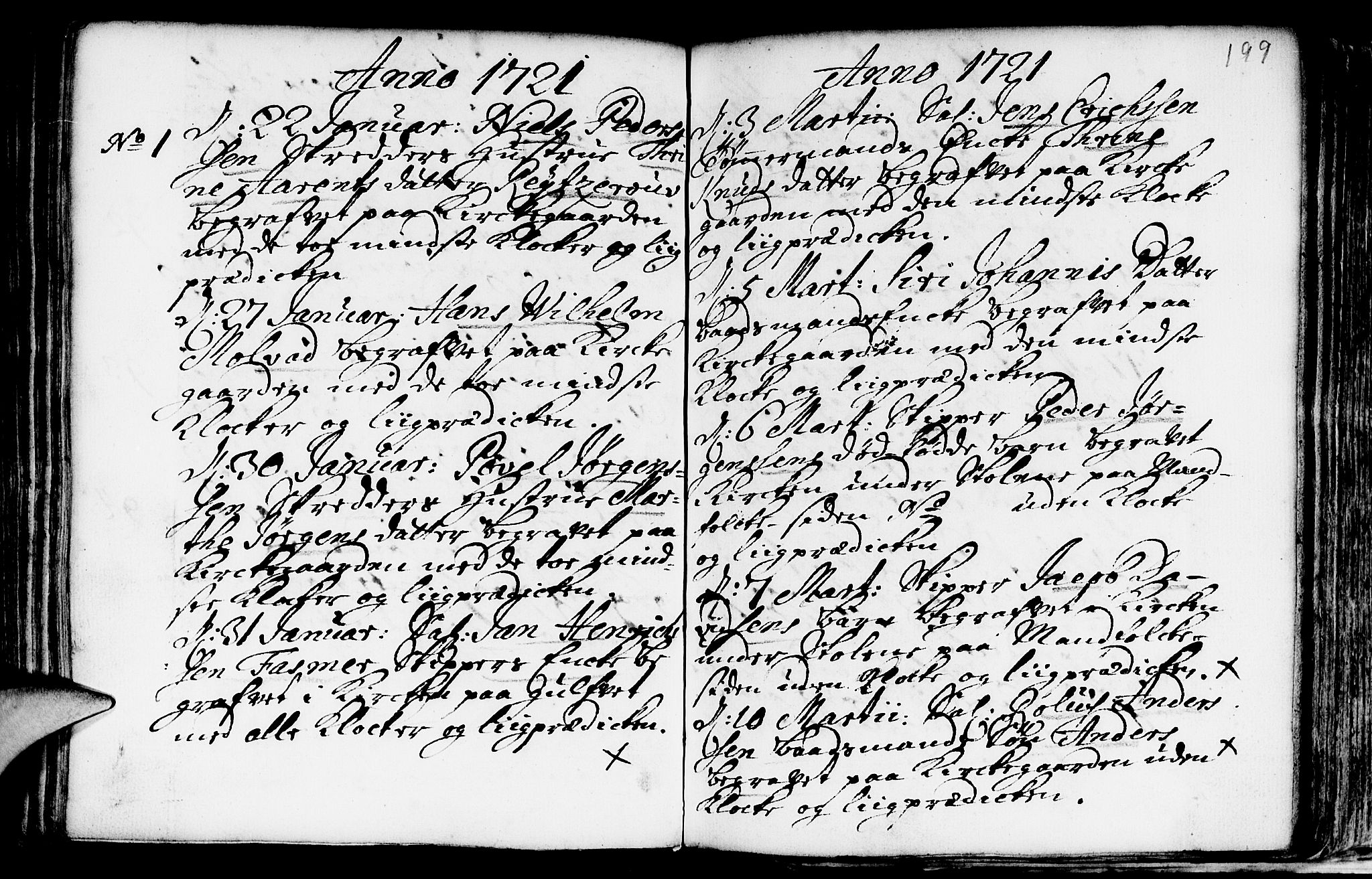 Nykirken Sokneprestembete, AV/SAB-A-77101/H/Haa/L0009: Parish register (official) no. A 9, 1689-1759, p. 199