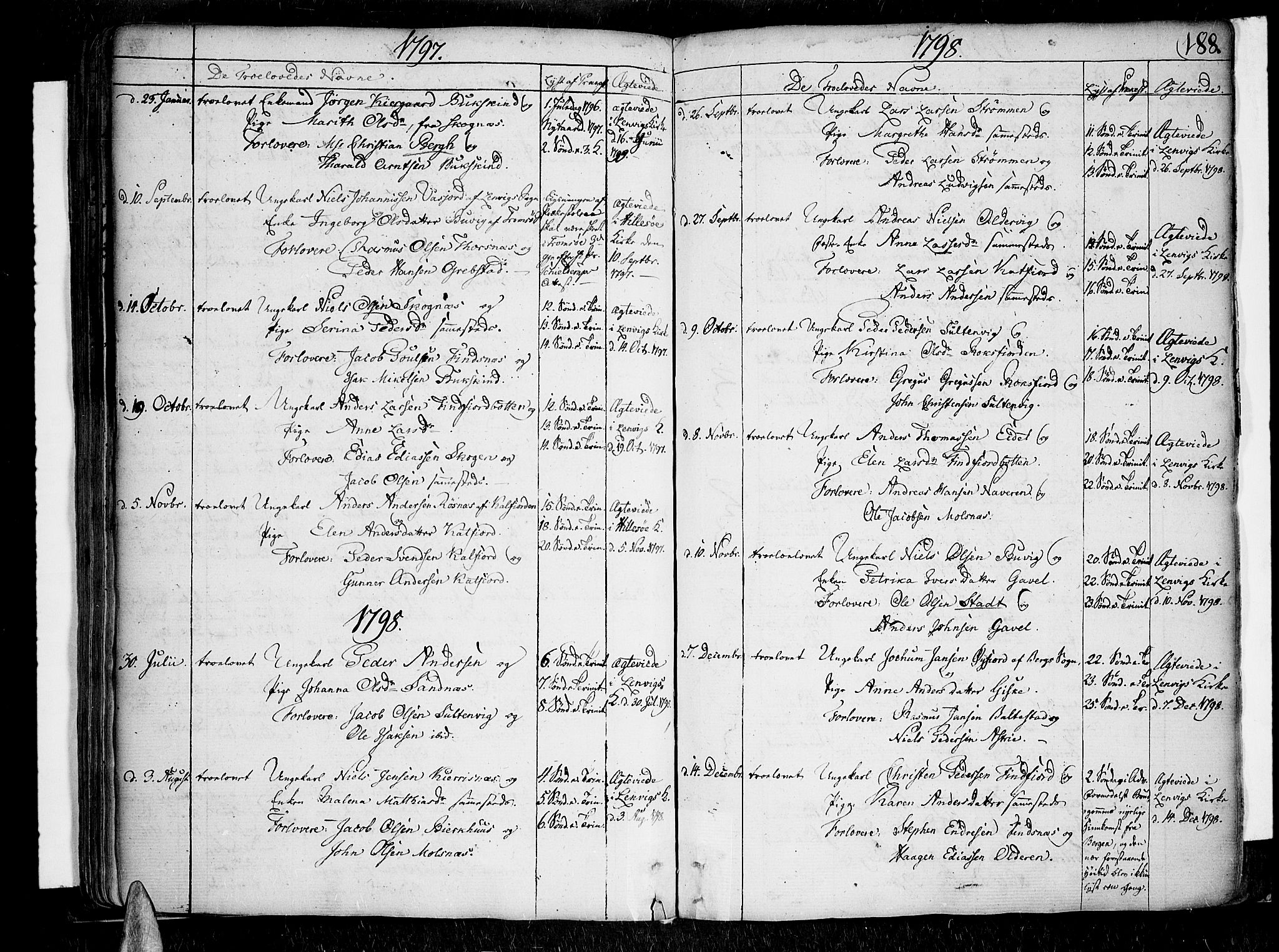 Lenvik sokneprestembete, SATØ/S-1310/H/Ha/Haa/L0002kirke: Parish register (official) no. 2, 1784-1820, p. 188