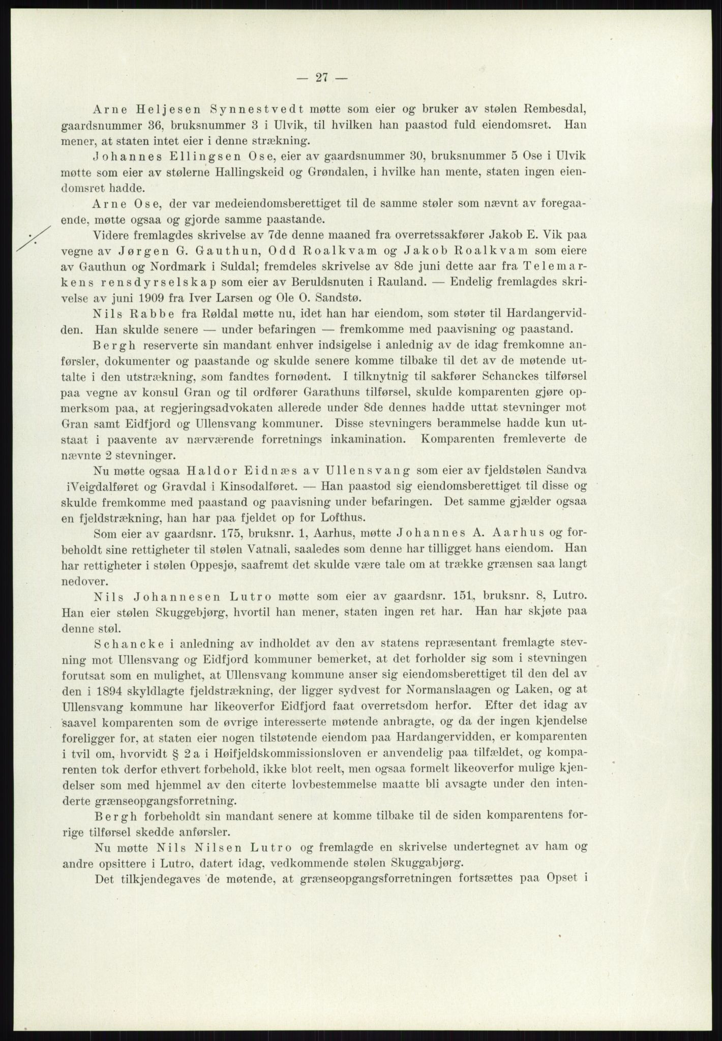 Høyfjellskommisjonen, AV/RA-S-1546/X/Xa/L0001: Nr. 1-33, 1909-1953, p. 37