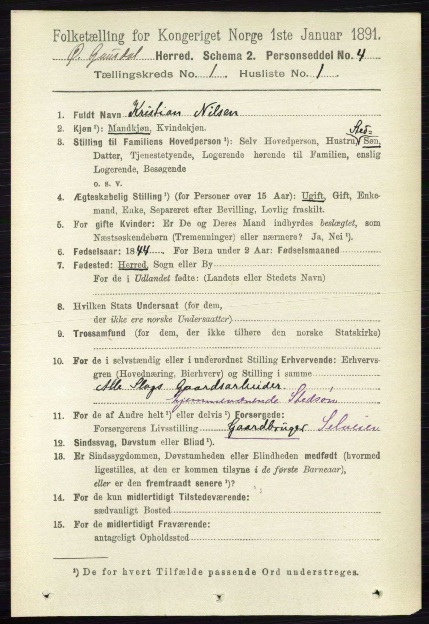 RA, 1891 census for 0522 Østre Gausdal, 1891, p. 162