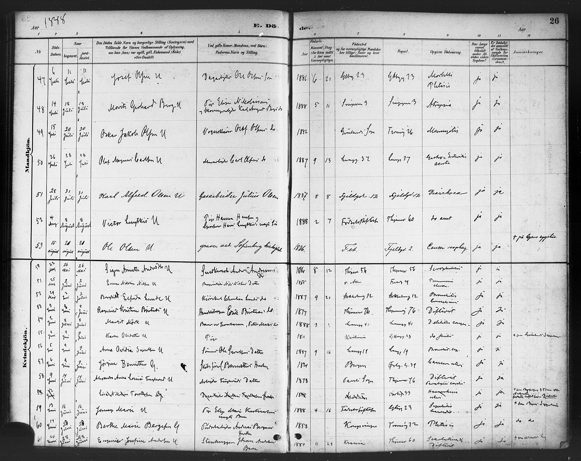 Petrus prestekontor Kirkebøker, AV/SAO-A-10872/F/Fa/L0003: Parish register (official) no. 3, 1885-1903, p. 26