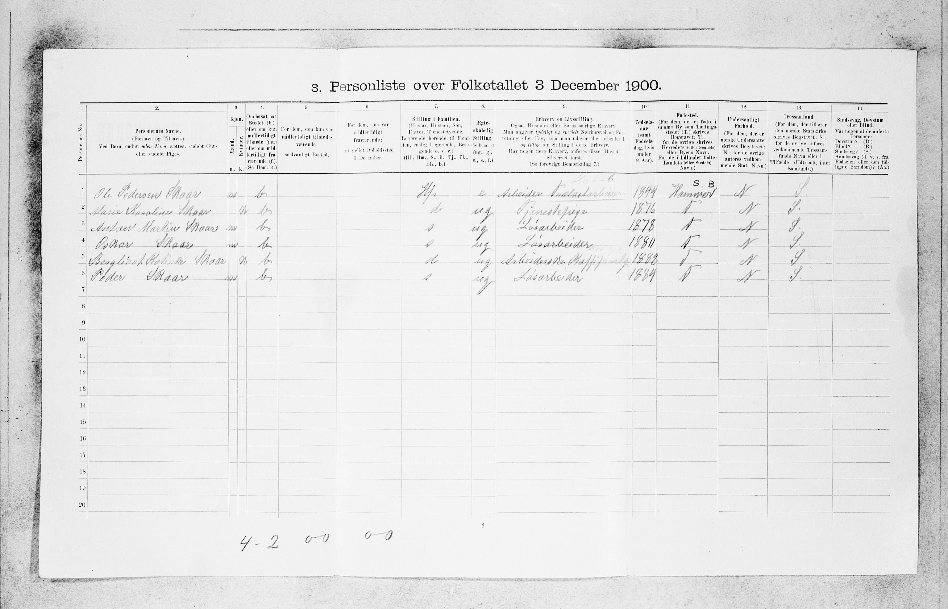 SAB, 1900 census for Bergen, 1900, p. 24564