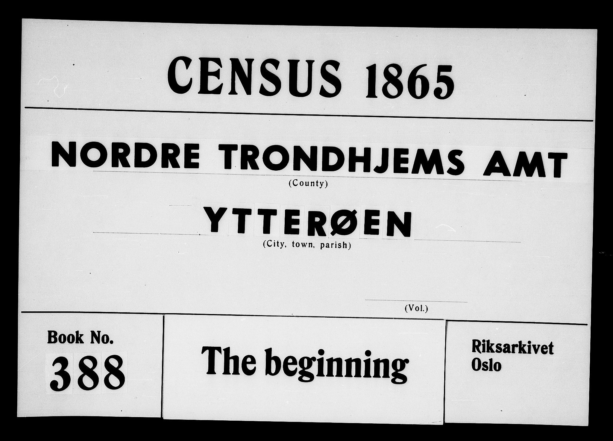 RA, 1865 census for Ytterøy, 1865, p. 1