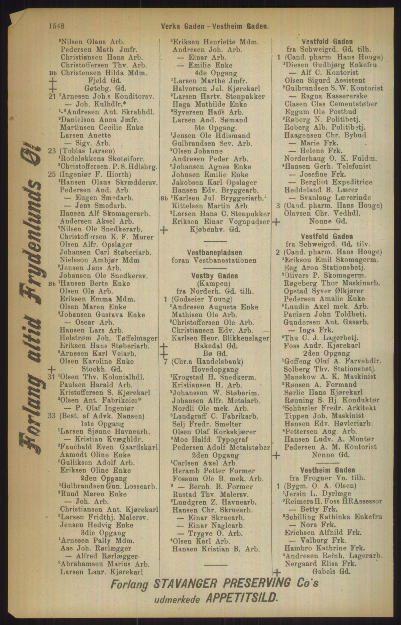 Kristiania/Oslo adressebok, PUBL/-, 1911, p. 1548