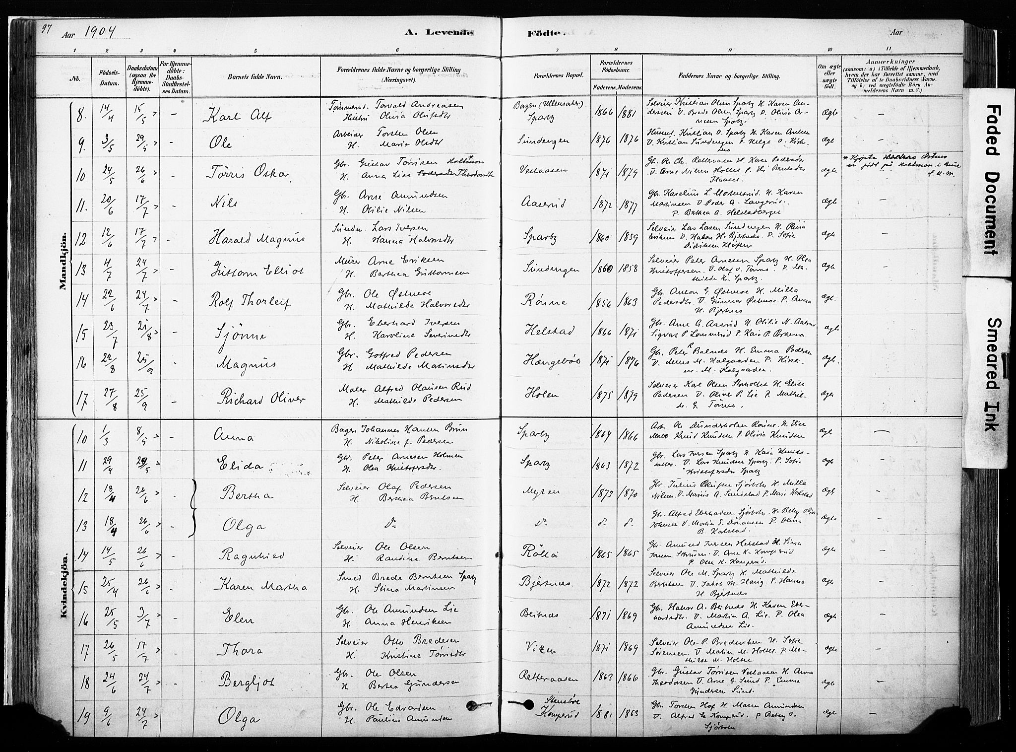 Hof prestekontor, AV/SAH-PREST-038/H/Ha/Haa/L0010: Parish register (official) no. 10, 1878-1909, p. 97