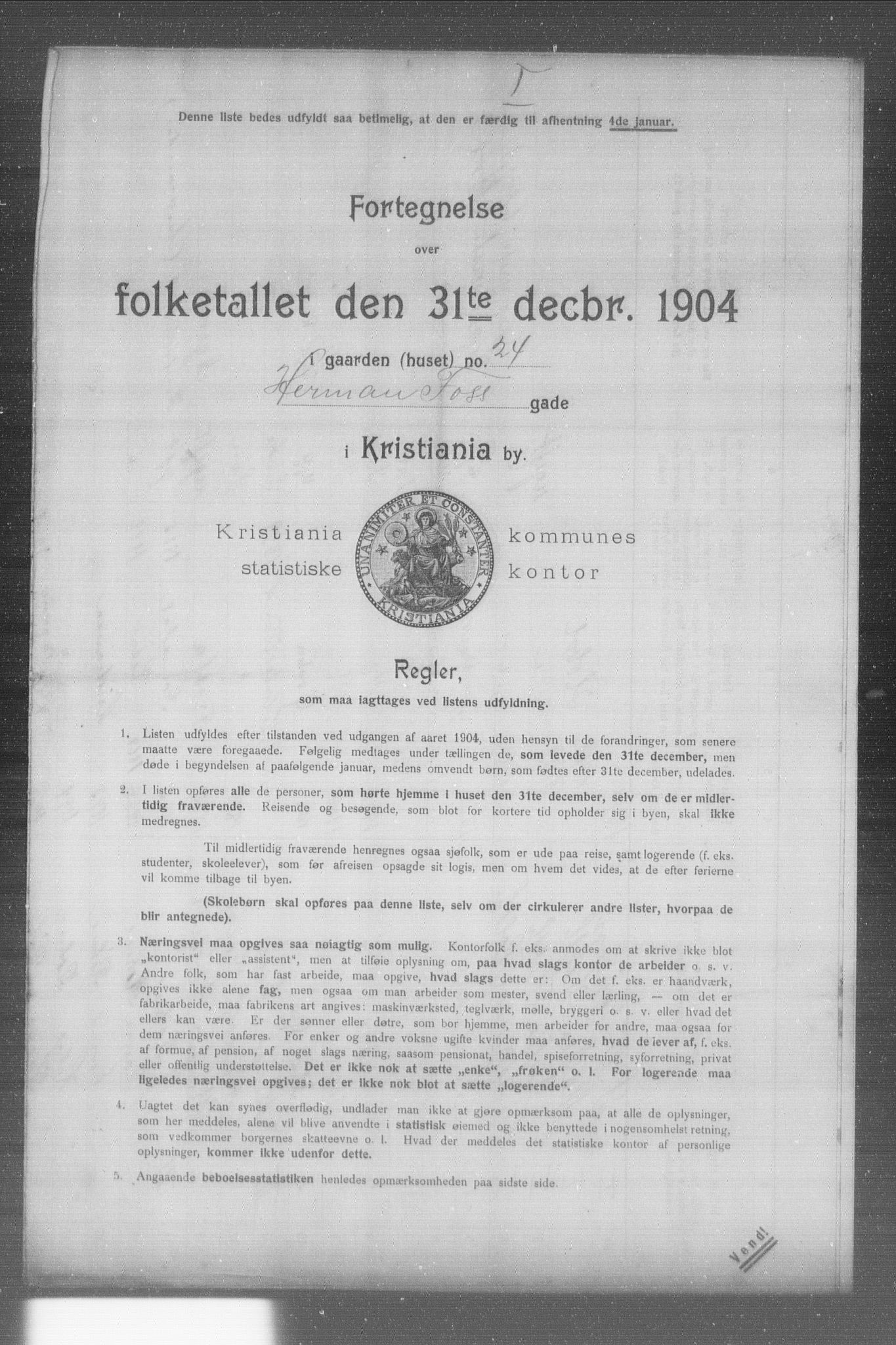 OBA, Municipal Census 1904 for Kristiania, 1904, p. 7604