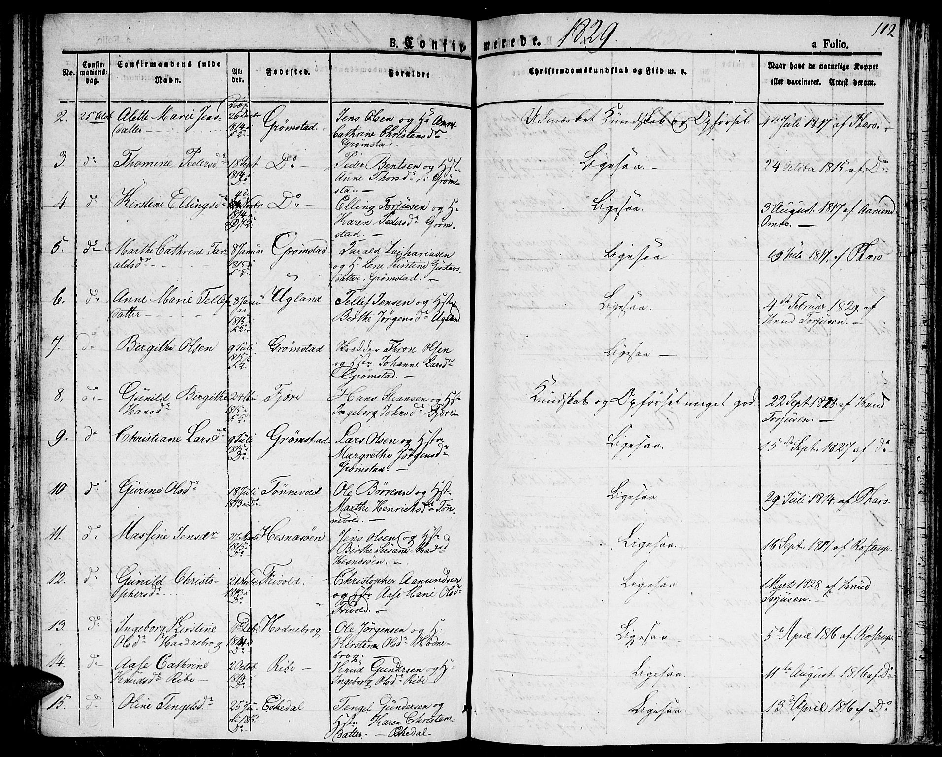 Fjære sokneprestkontor, AV/SAK-1111-0011/F/Fa/L0002: Parish register (official) no. A 2, 1827-1839, p. 112