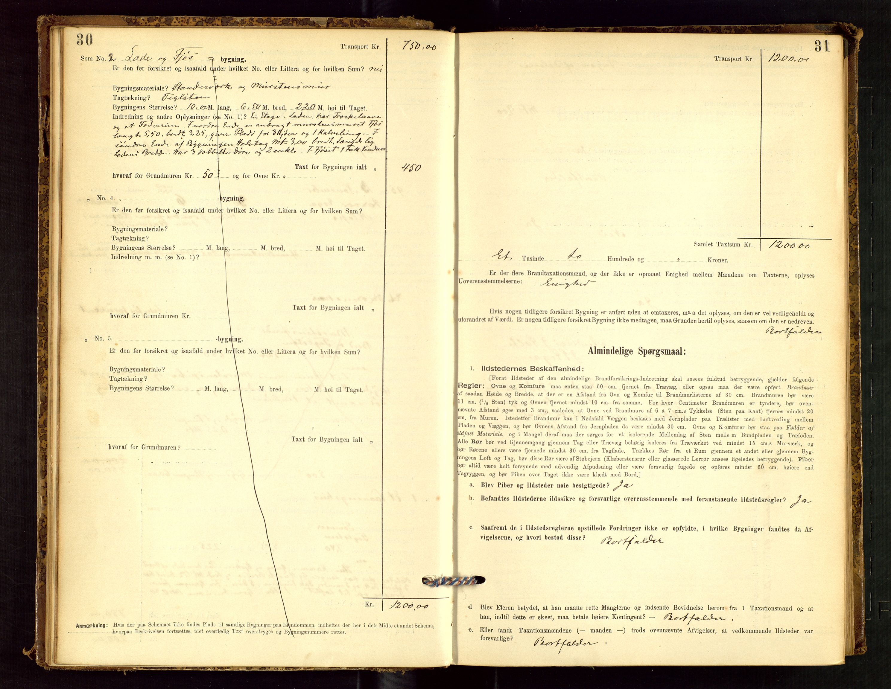 Klepp lensmannskontor, SAST/A-100163/Goc/L0001: "Brandtaxationsprotokol" m/register, 1895-1898, p. 30-31