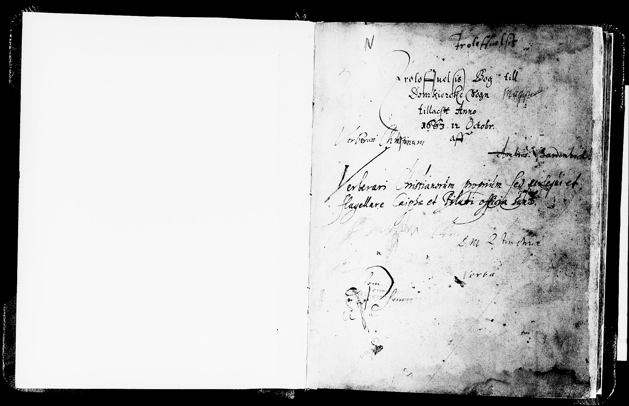 Domkirken sokneprestembete, SAB/A-74801/H/Haa/L0006: Parish register (official) no. A 6, 1663-1683, p. 1