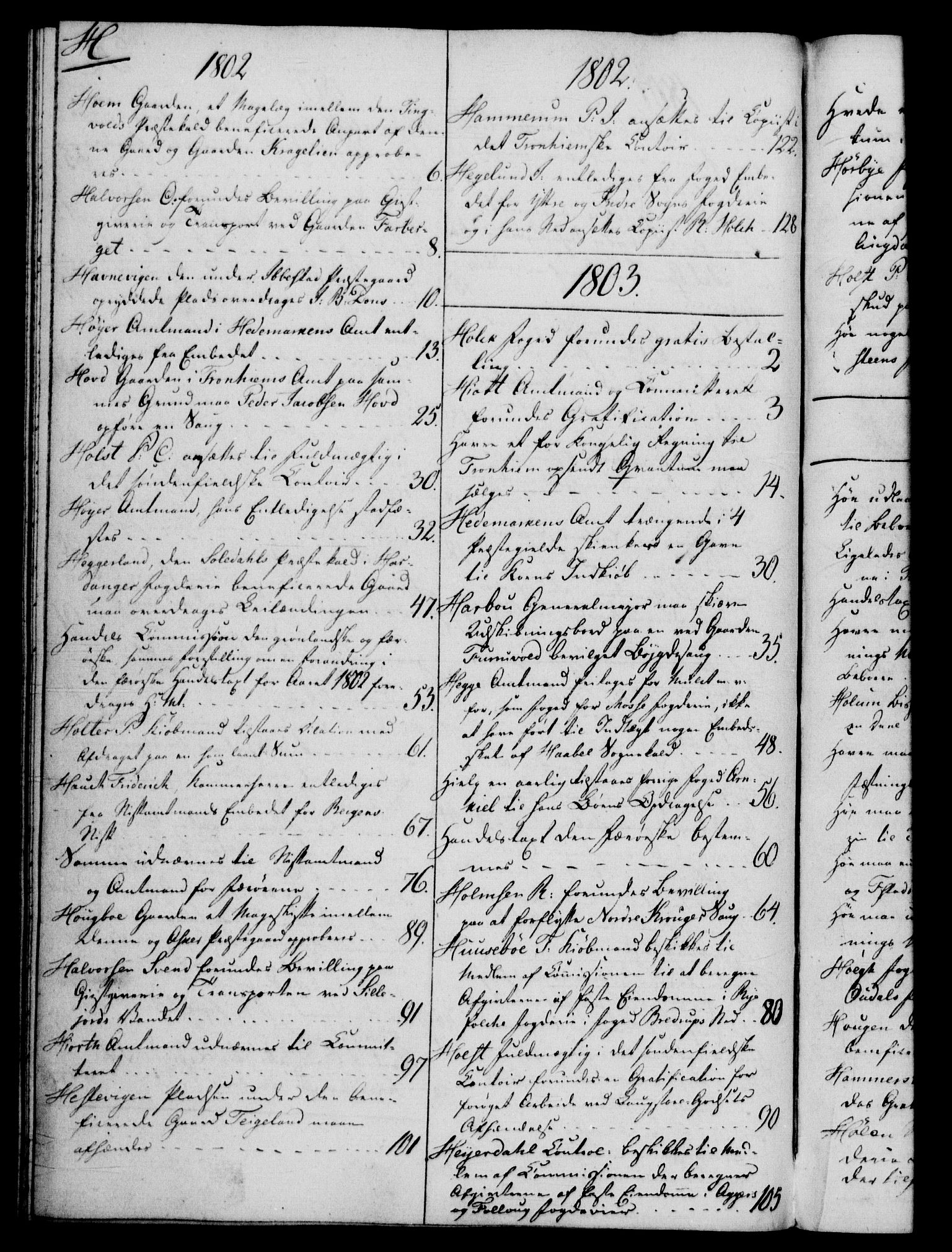 Rentekammeret, Kammerkanselliet, RA/EA-3111/G/Gf/Gfb/L0016: Register til norske relasjons- og resolusjonsprotokoller (merket RK 52.111), 1801-1814, p. 81