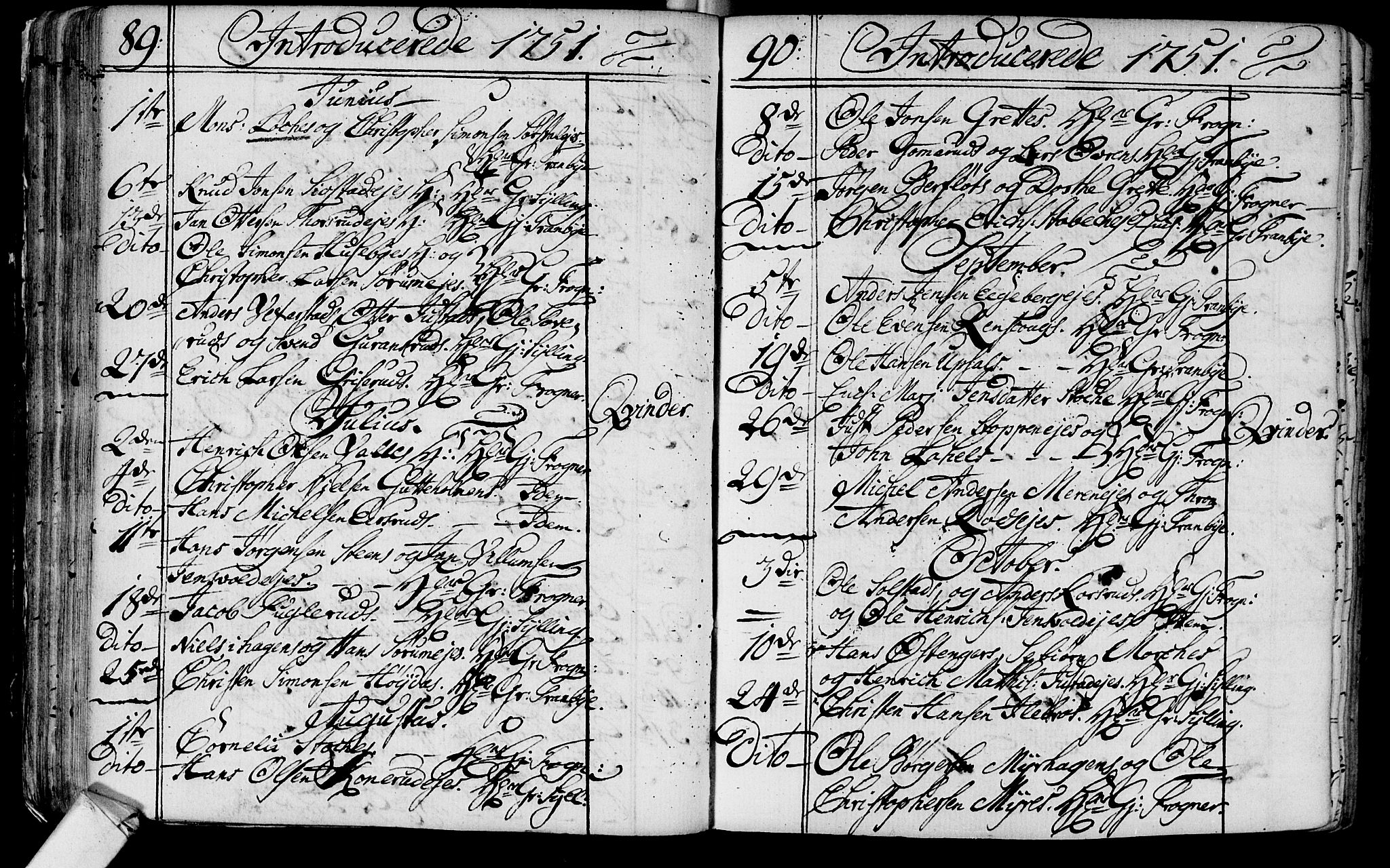 Lier kirkebøker, SAKO/A-230/F/Fa/L0004: Parish register (official) no. I 4, 1749-1764, p. 89-90