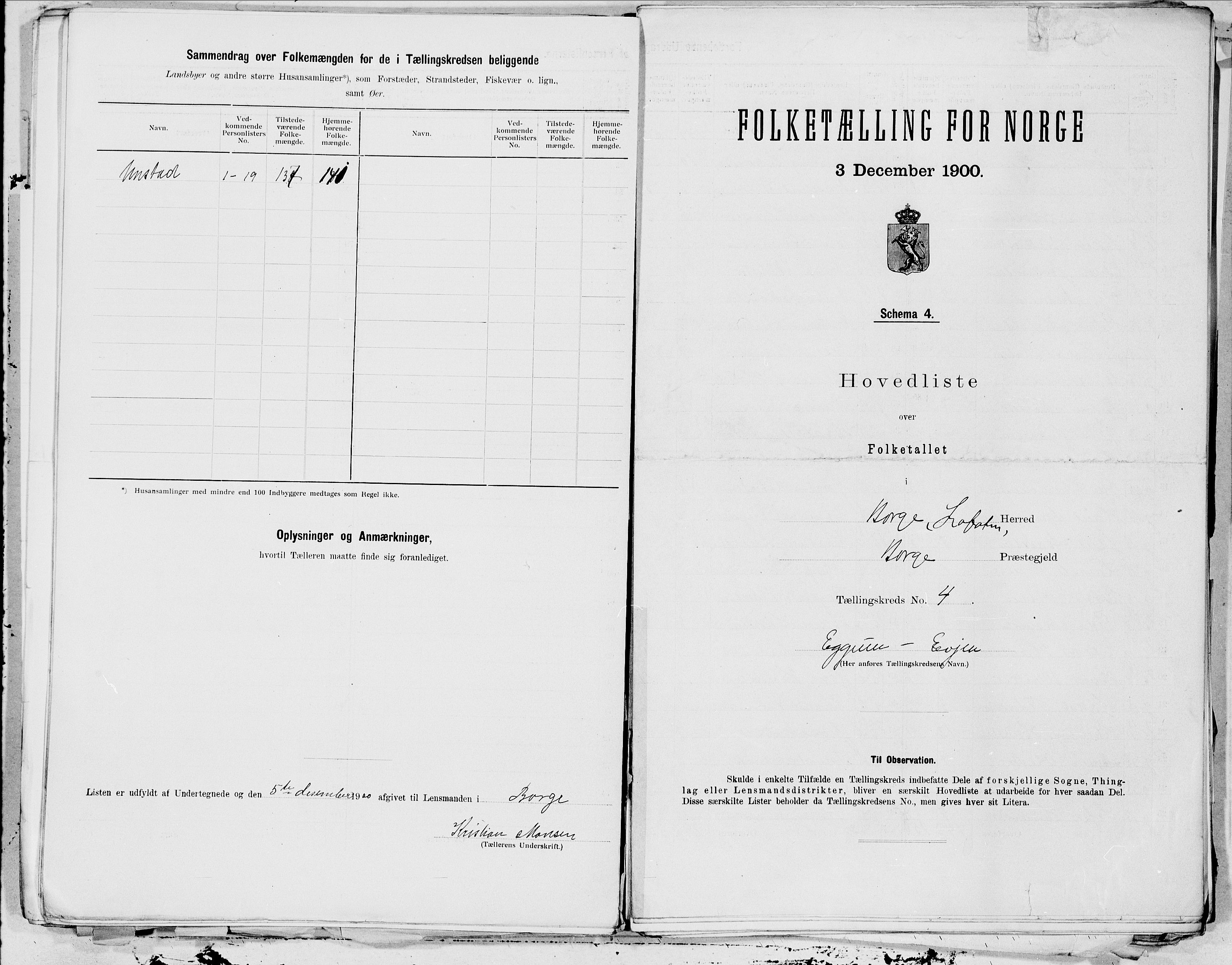 SAT, 1900 census for Borge, 1900, p. 8
