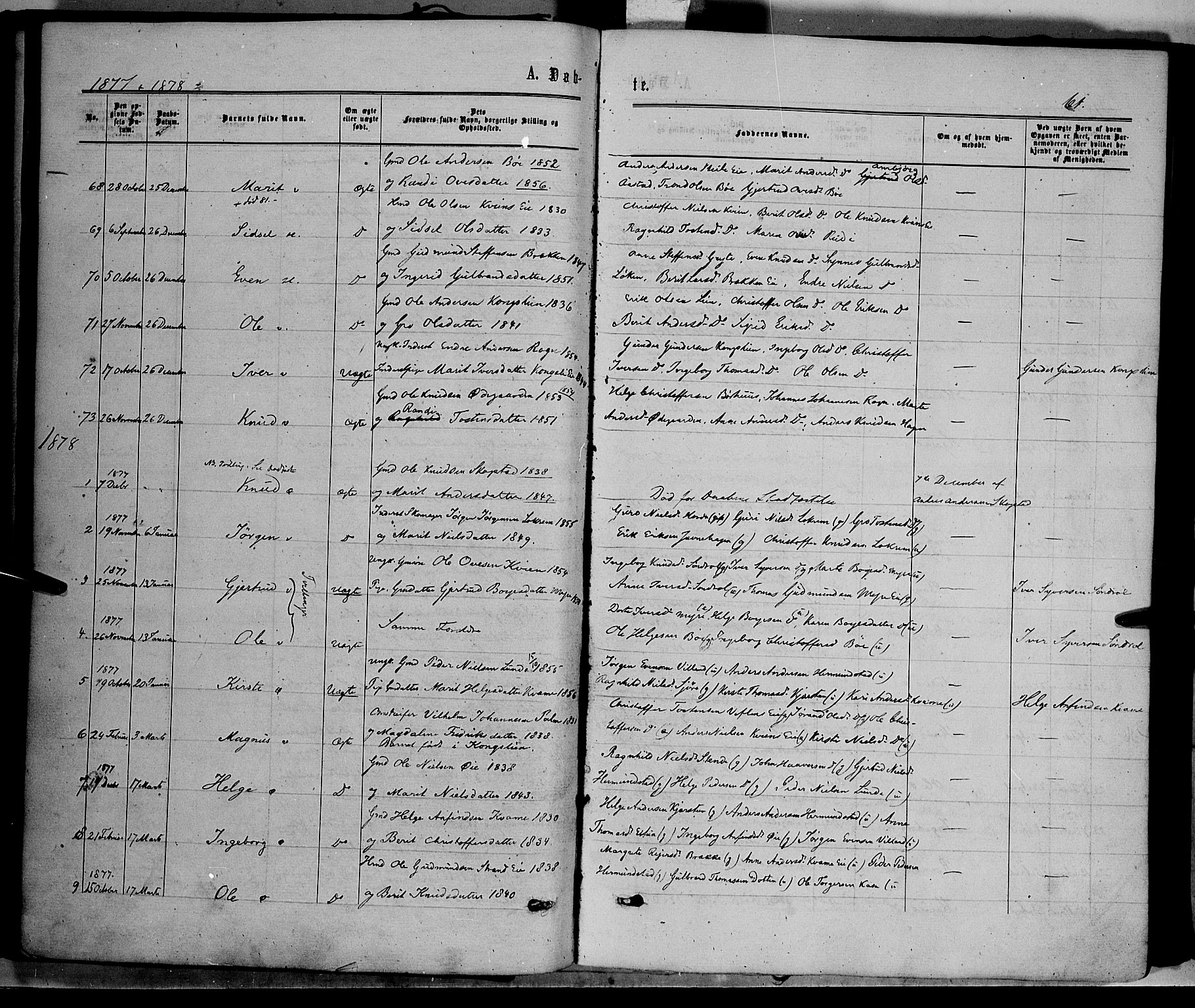 Vang prestekontor, Valdres, SAH/PREST-140/H/Ha/L0007: Parish register (official) no. 7, 1865-1881, p. 61