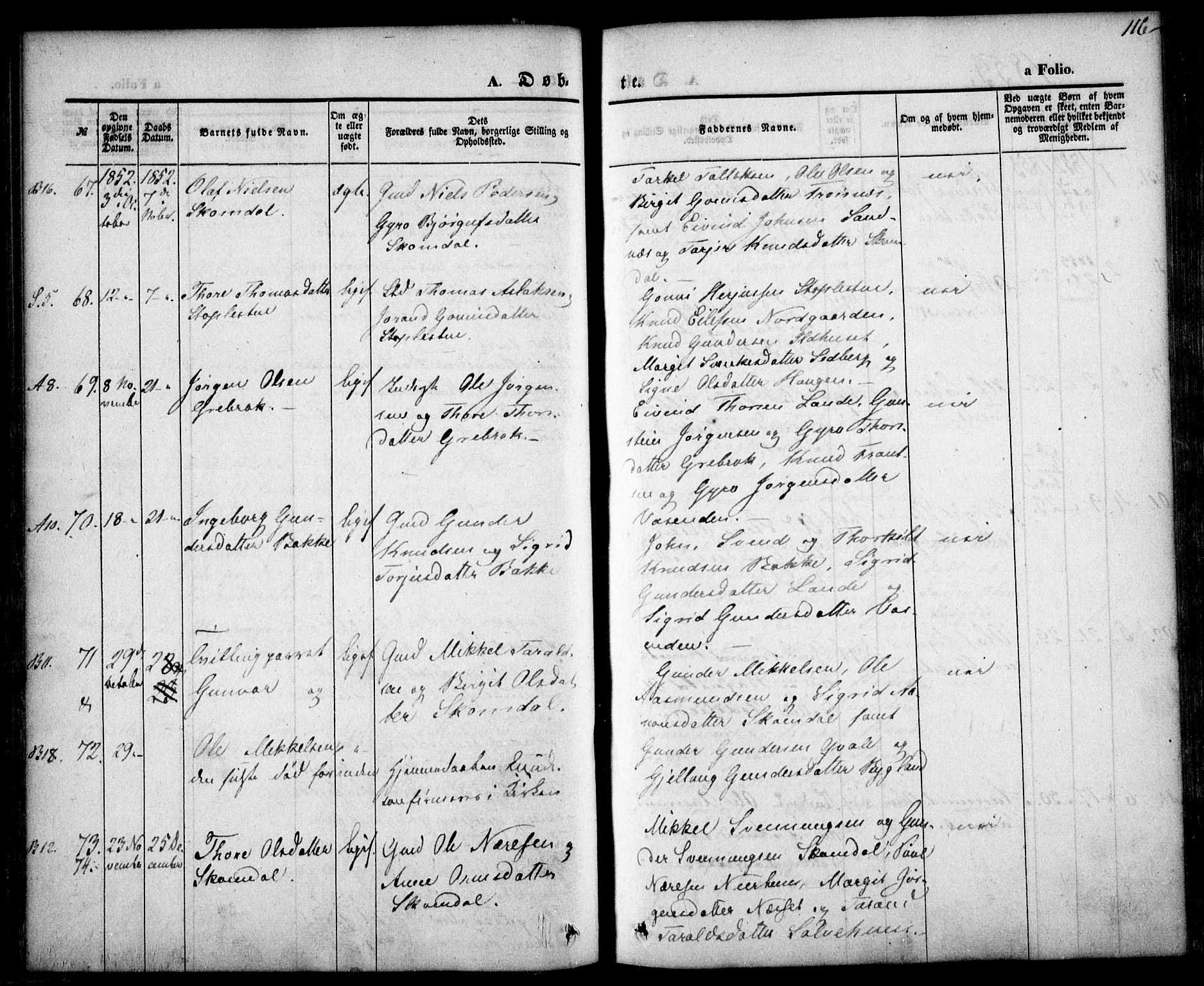 Bygland sokneprestkontor, SAK/1111-0006/F/Fa/Fab/L0004: Parish register (official) no. A 4, 1842-1858, p. 116