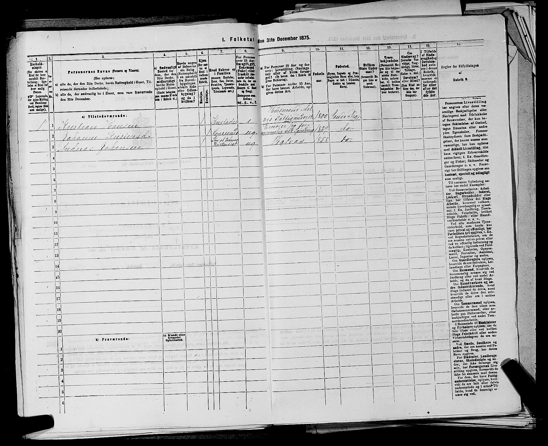 SAKO, 1875 census for 0713P Sande, 1875, p. 1148