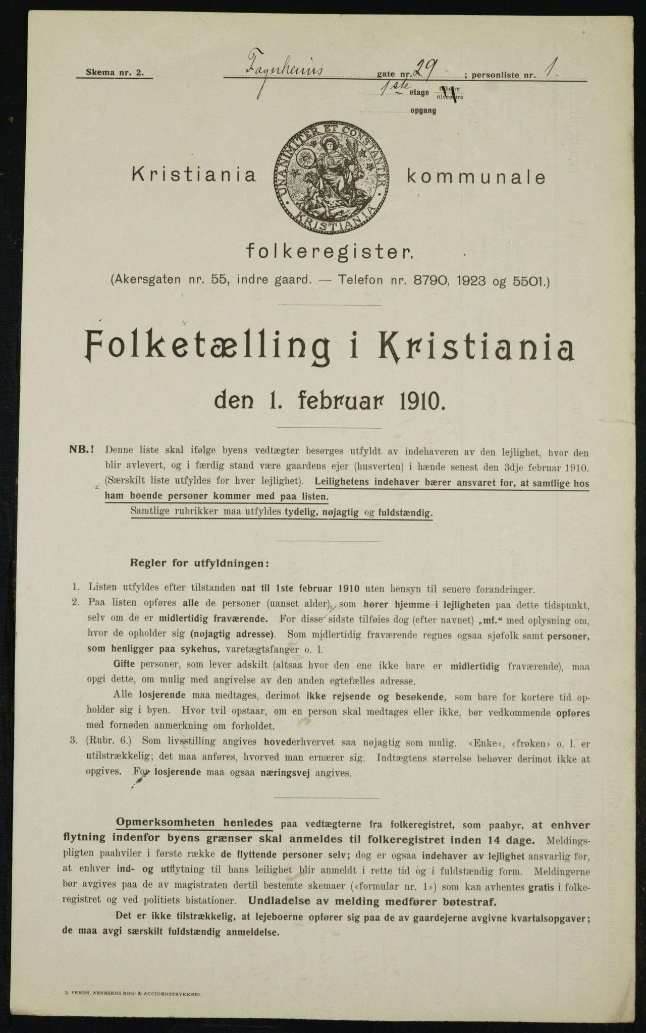 OBA, Municipal Census 1910 for Kristiania, 1910, p. 21784