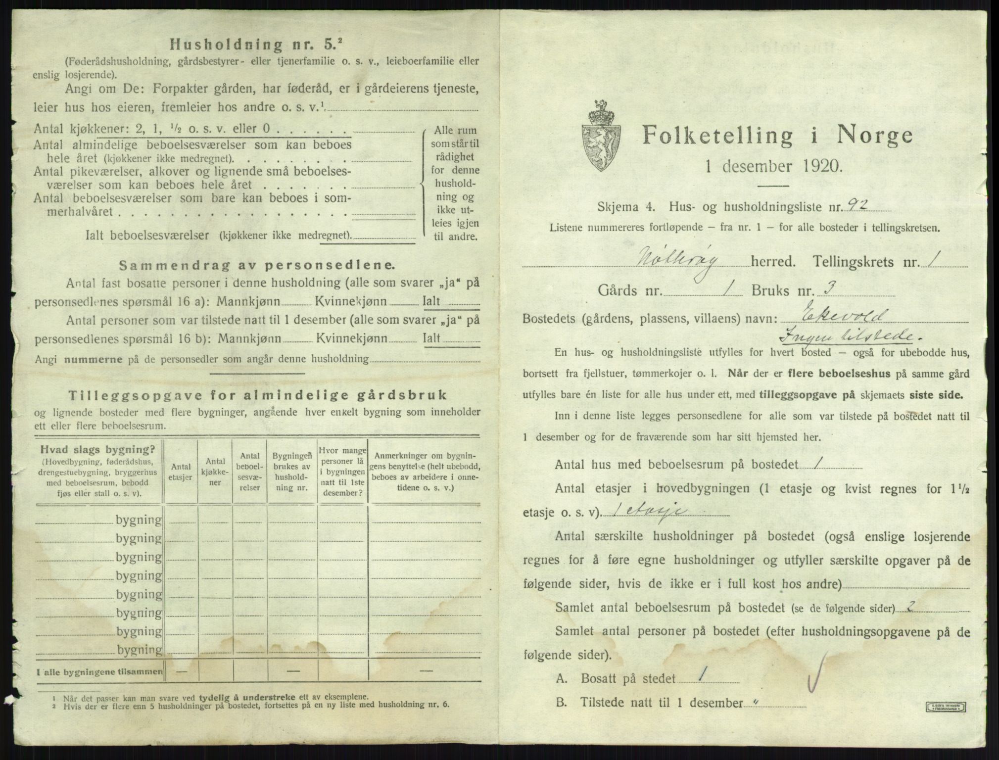 SAKO, 1920 census for Nøtterøy, 1920, p. 252