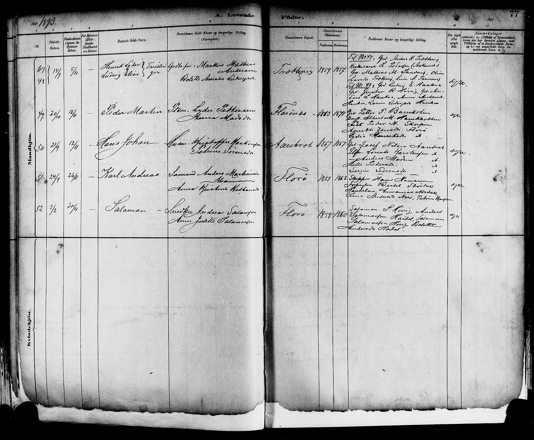Kinn sokneprestembete, SAB/A-80801/H/Hab/Haba/L0002: Parish register (copy) no. A 2, 1882-1906, p. 77