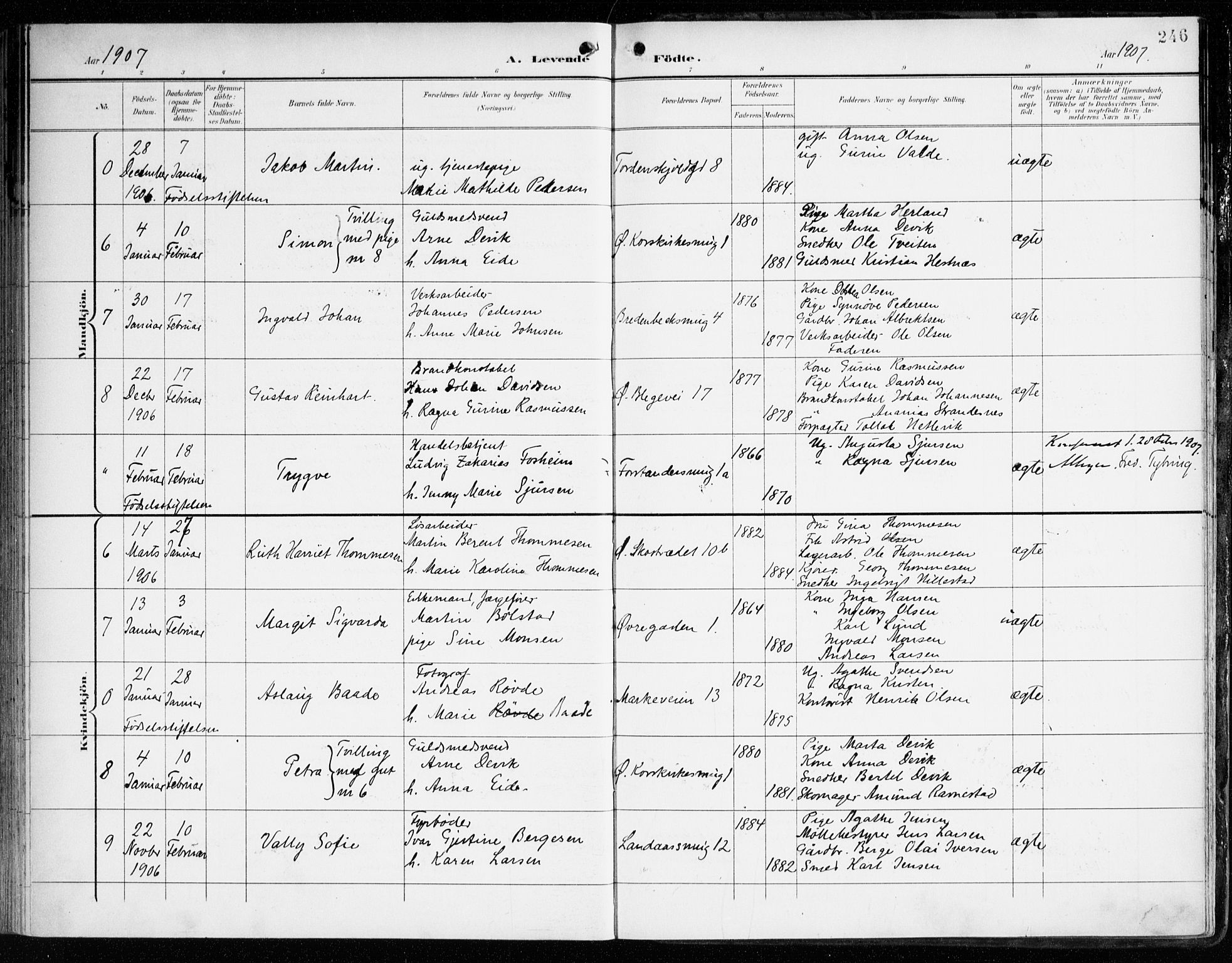 Korskirken sokneprestembete, AV/SAB-A-76101/H/Haa/L0023: Parish register (official) no. B 9, 1899-1908, p. 246