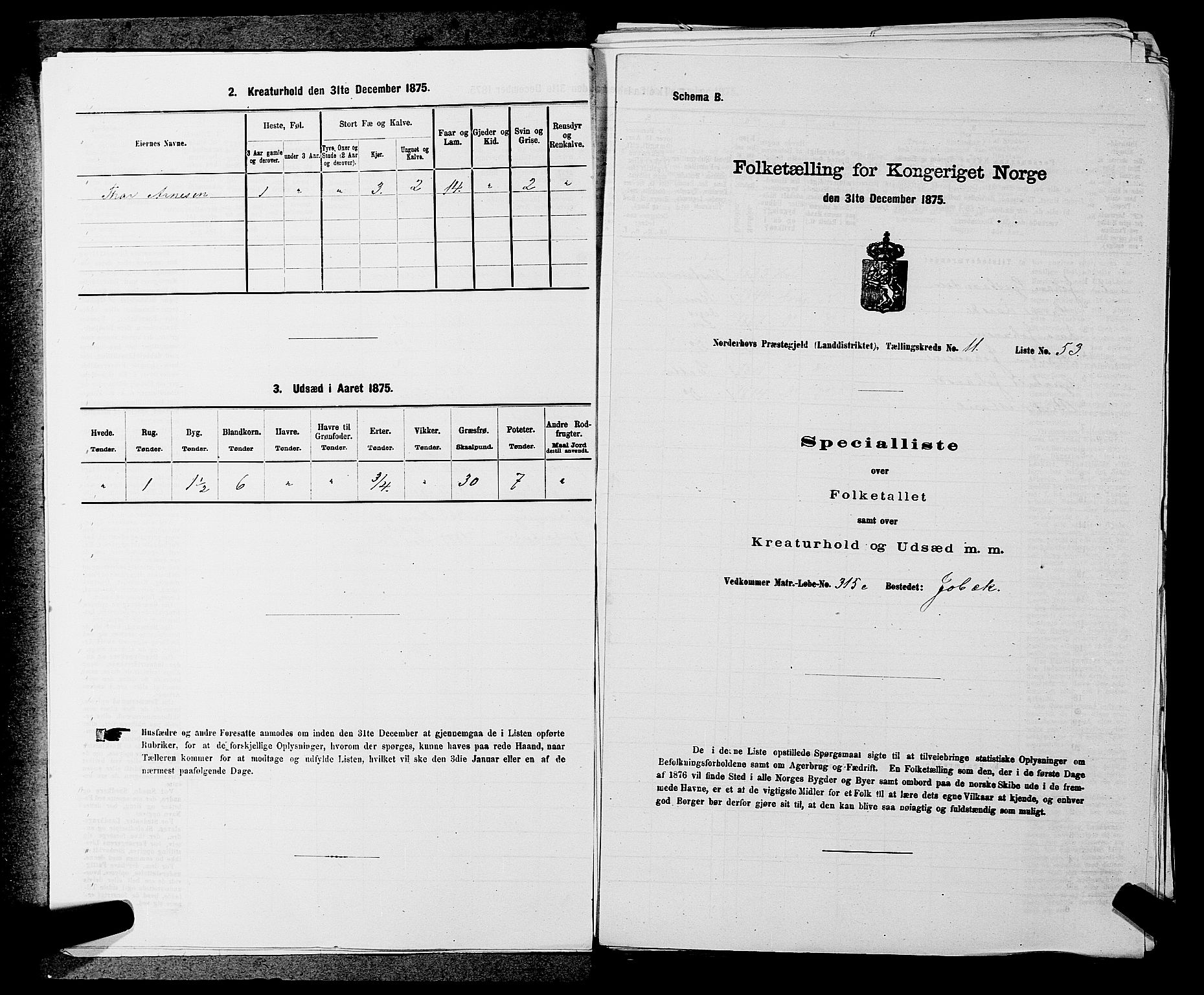 SAKO, 1875 census for 0613L Norderhov/Norderhov, Haug og Lunder, 1875, p. 2063