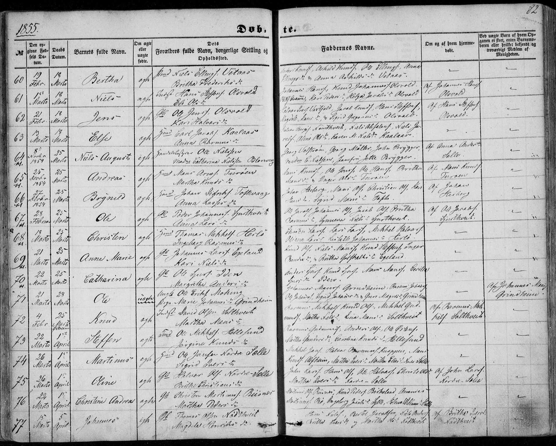 Manger sokneprestembete, AV/SAB-A-76801/H/Haa: Parish register (official) no. A 6, 1849-1859, p. 82