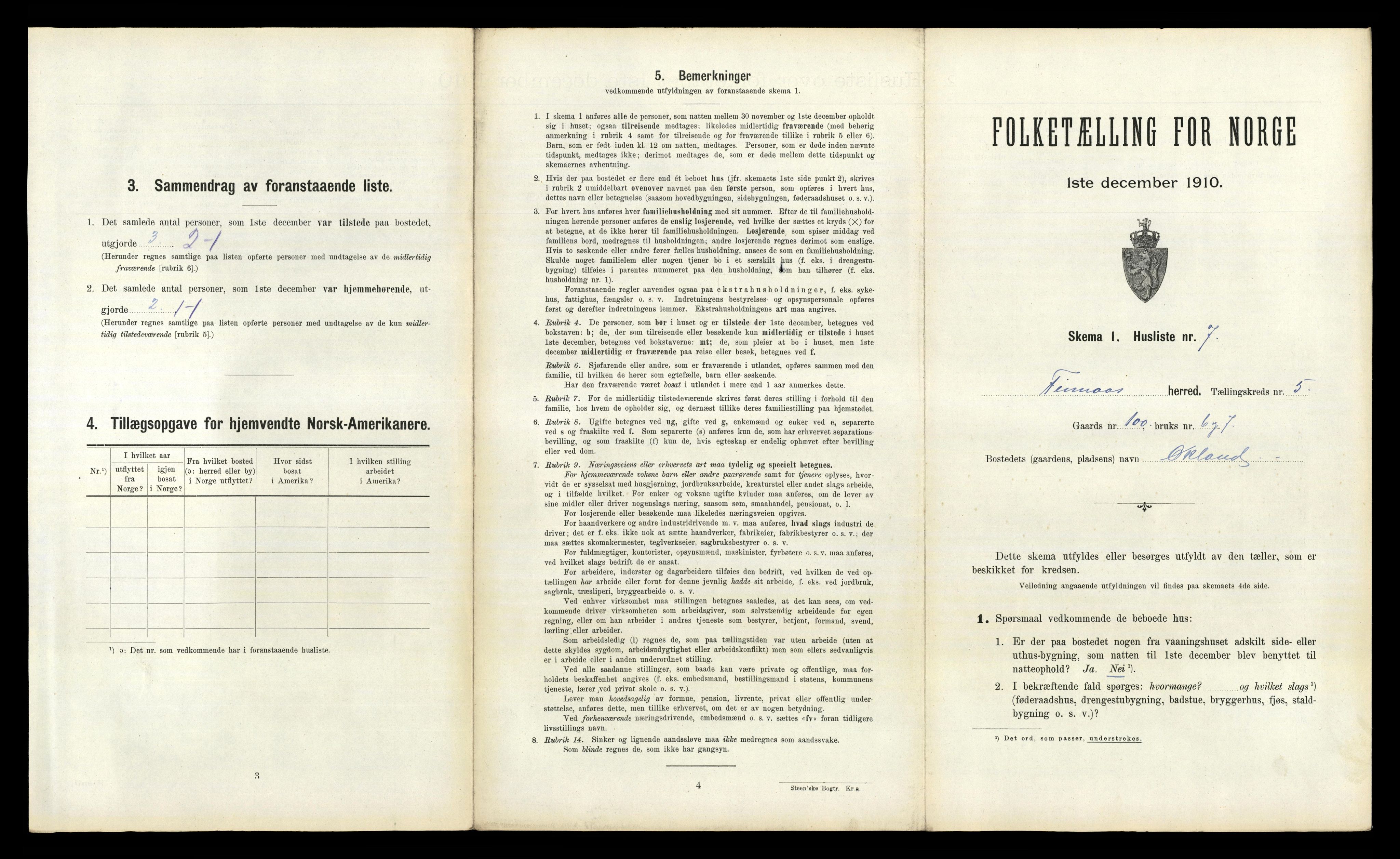 RA, 1910 census for Finnås, 1910, p. 510