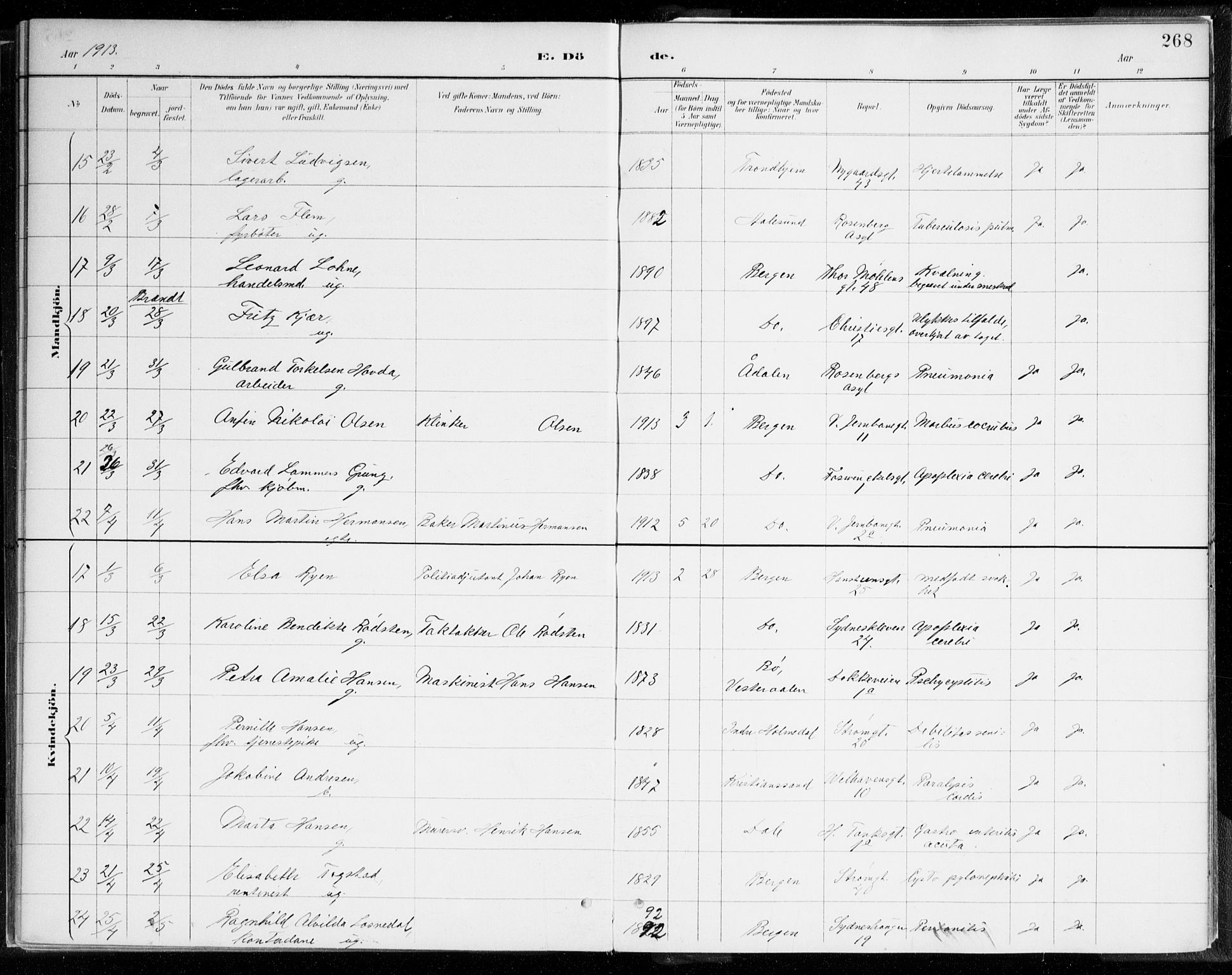 Johanneskirken sokneprestembete, AV/SAB-A-76001/H/Haa/L0019: Parish register (official) no. E 1, 1885-1915, p. 268