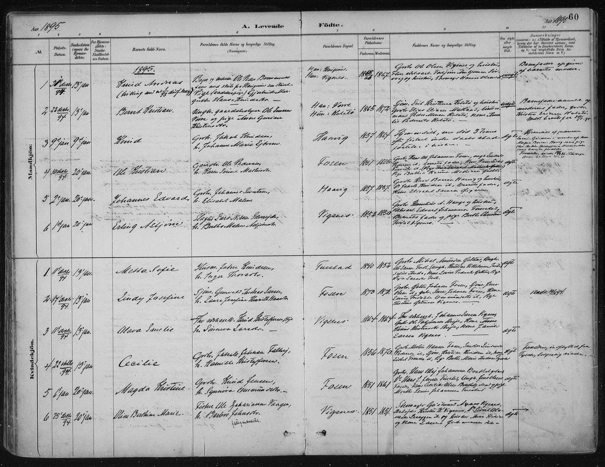 Avaldsnes sokneprestkontor, SAST/A -101851/H/Ha/Haa/L0017: Parish register (official) no. A 17, 1889-1920, p. 60