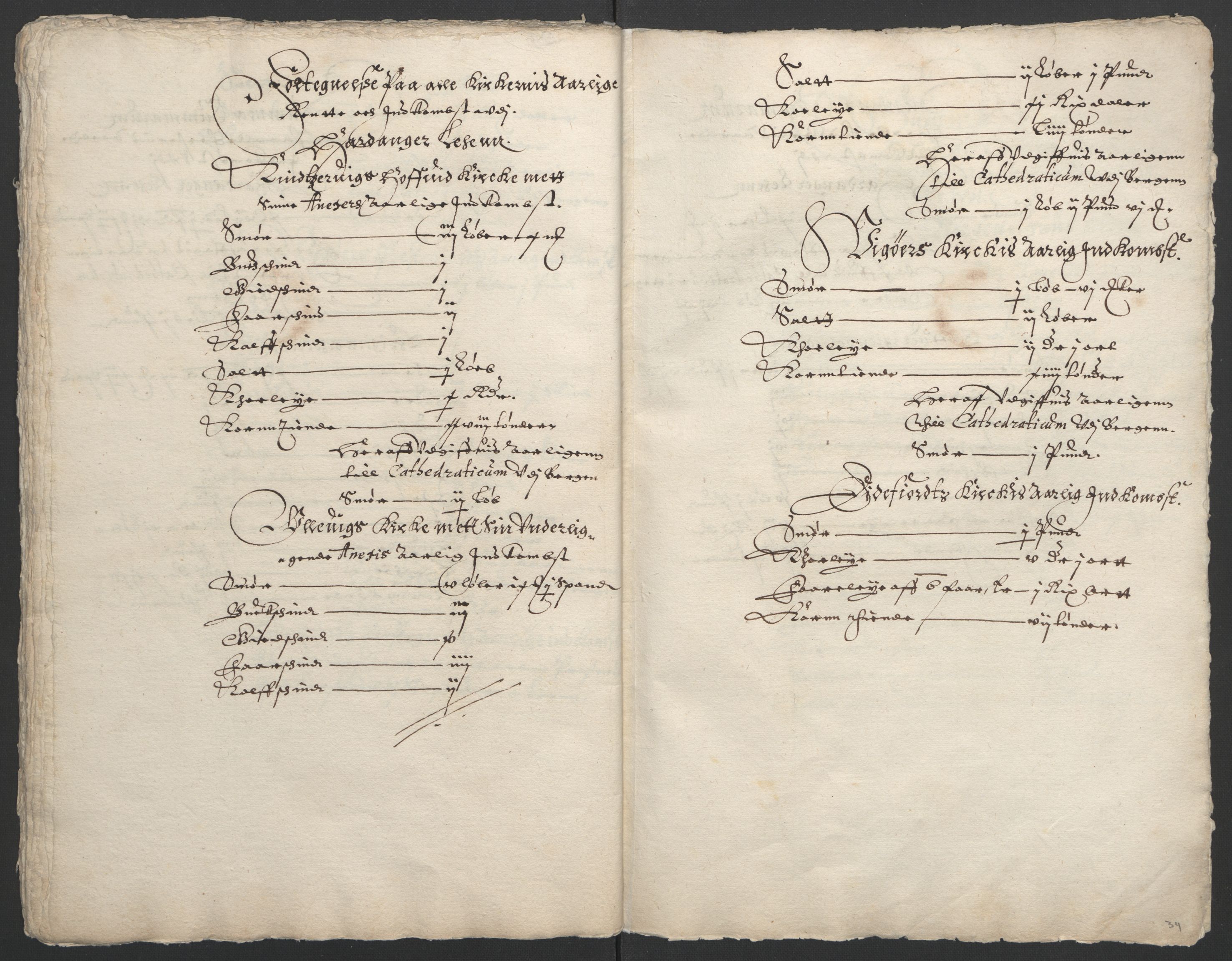 Stattholderembetet 1572-1771, AV/RA-EA-2870/Ek/L0015/0001: Jordebøker til utlikning av rosstjeneste 1624-1626: / Kirke- og prestebolsinntekter i Bergen bispedømme, 1624-1626, p. 97