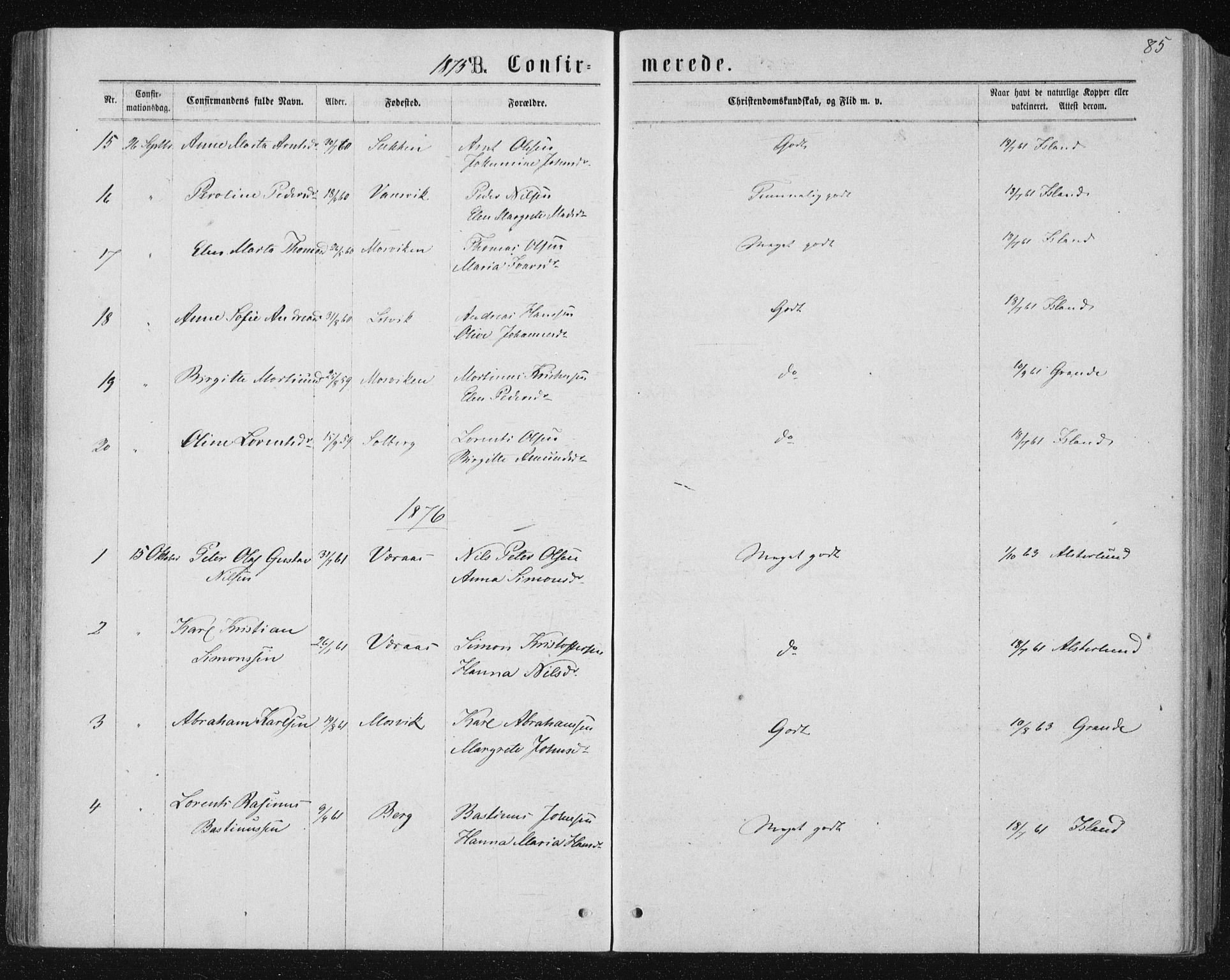 Ministerialprotokoller, klokkerbøker og fødselsregistre - Nord-Trøndelag, SAT/A-1458/722/L0219: Parish register (official) no. 722A06, 1868-1880, p. 85