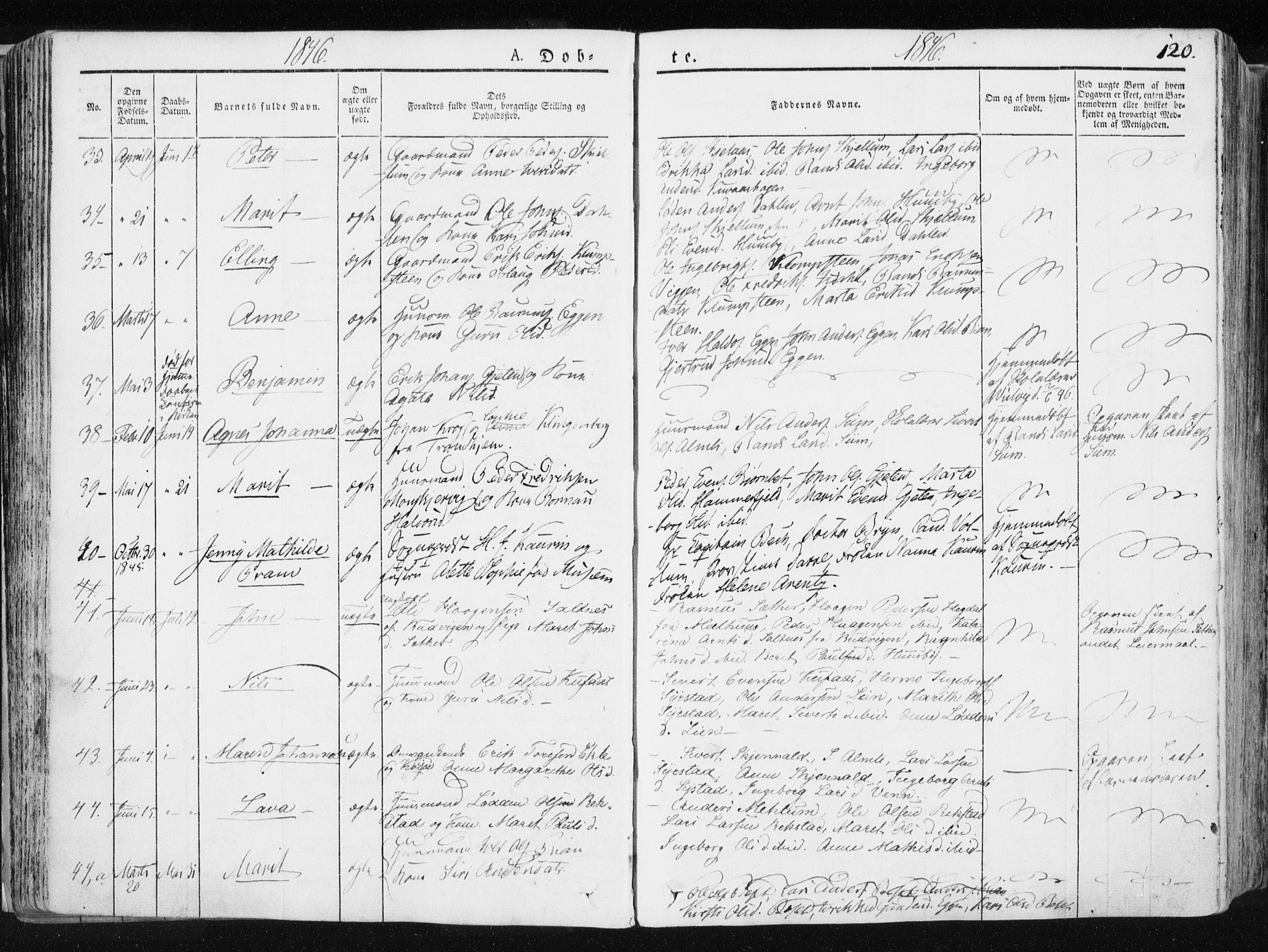 Ministerialprotokoller, klokkerbøker og fødselsregistre - Sør-Trøndelag, SAT/A-1456/665/L0771: Parish register (official) no. 665A06, 1830-1856, p. 120