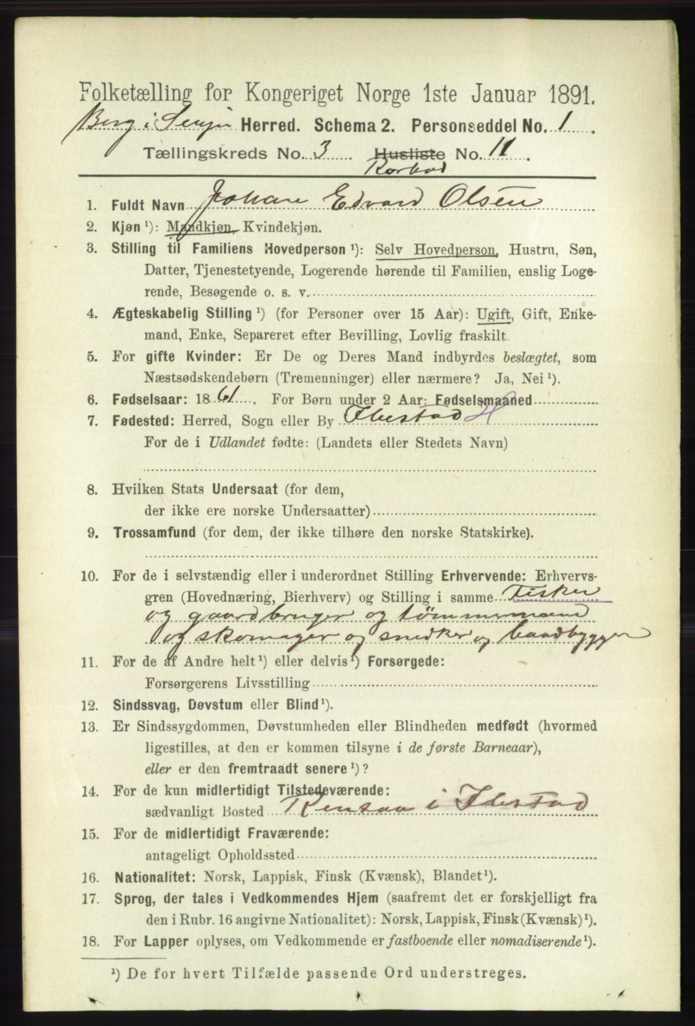 RA, 1891 census for 1929 Berg, 1891, p. 1431