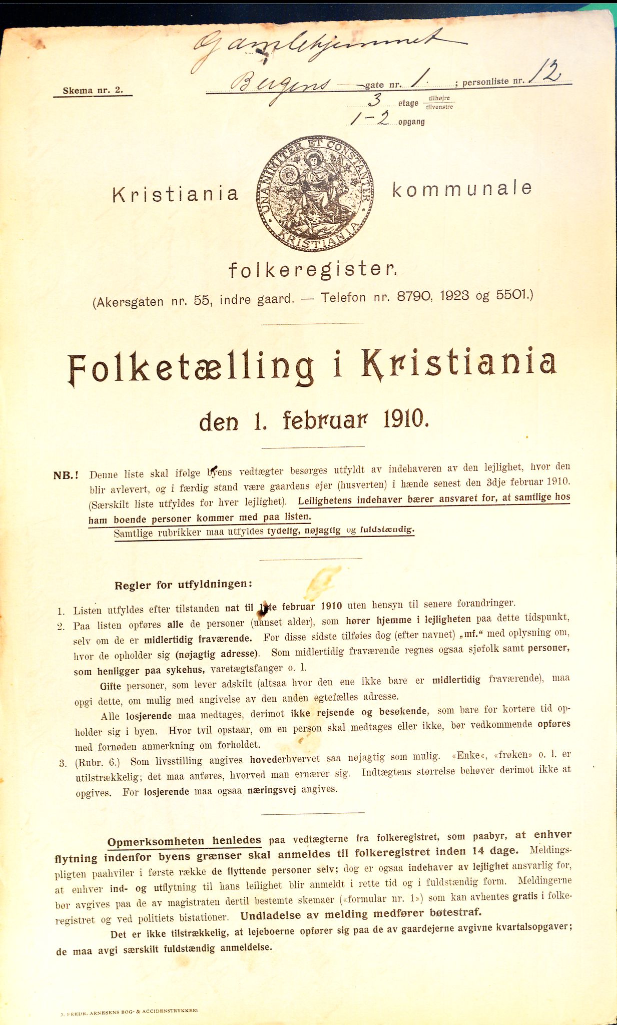 OBA, Municipal Census 1910 for Kristiania, 1910, p. 3547