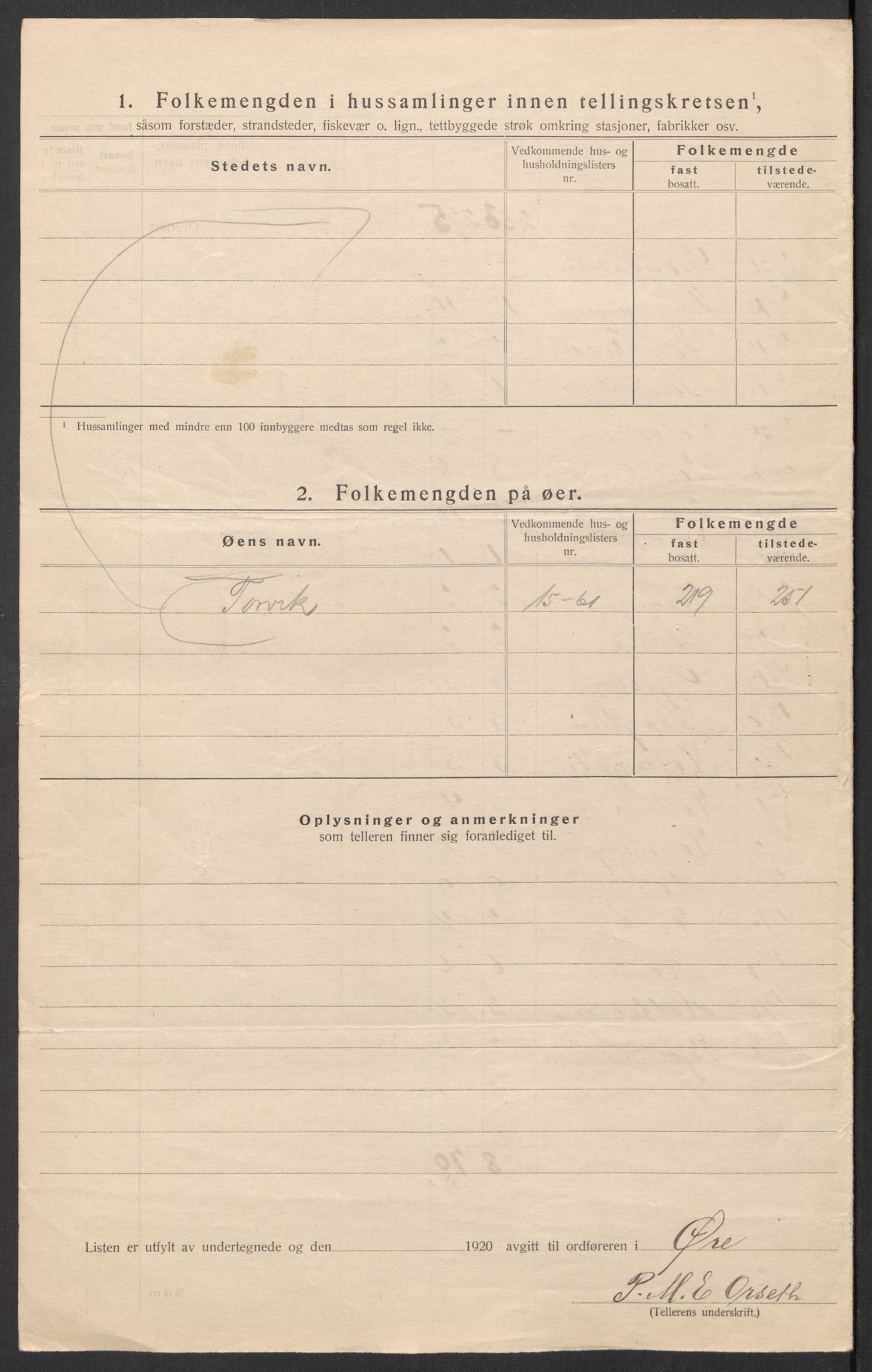 SAT, 1920 census for Øre, 1920, p. 9