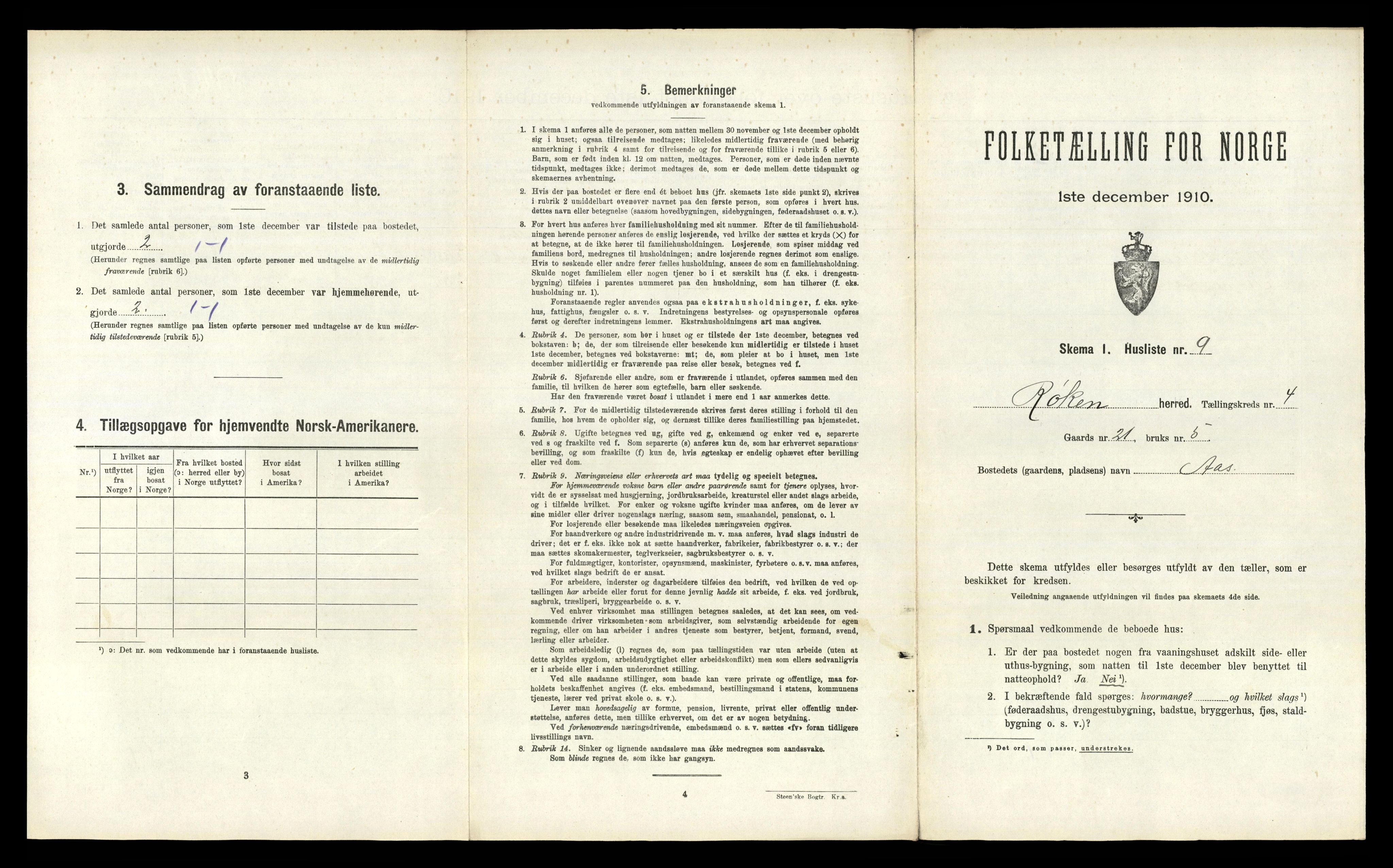 RA, 1910 census for Røyken, 1910, p. 579