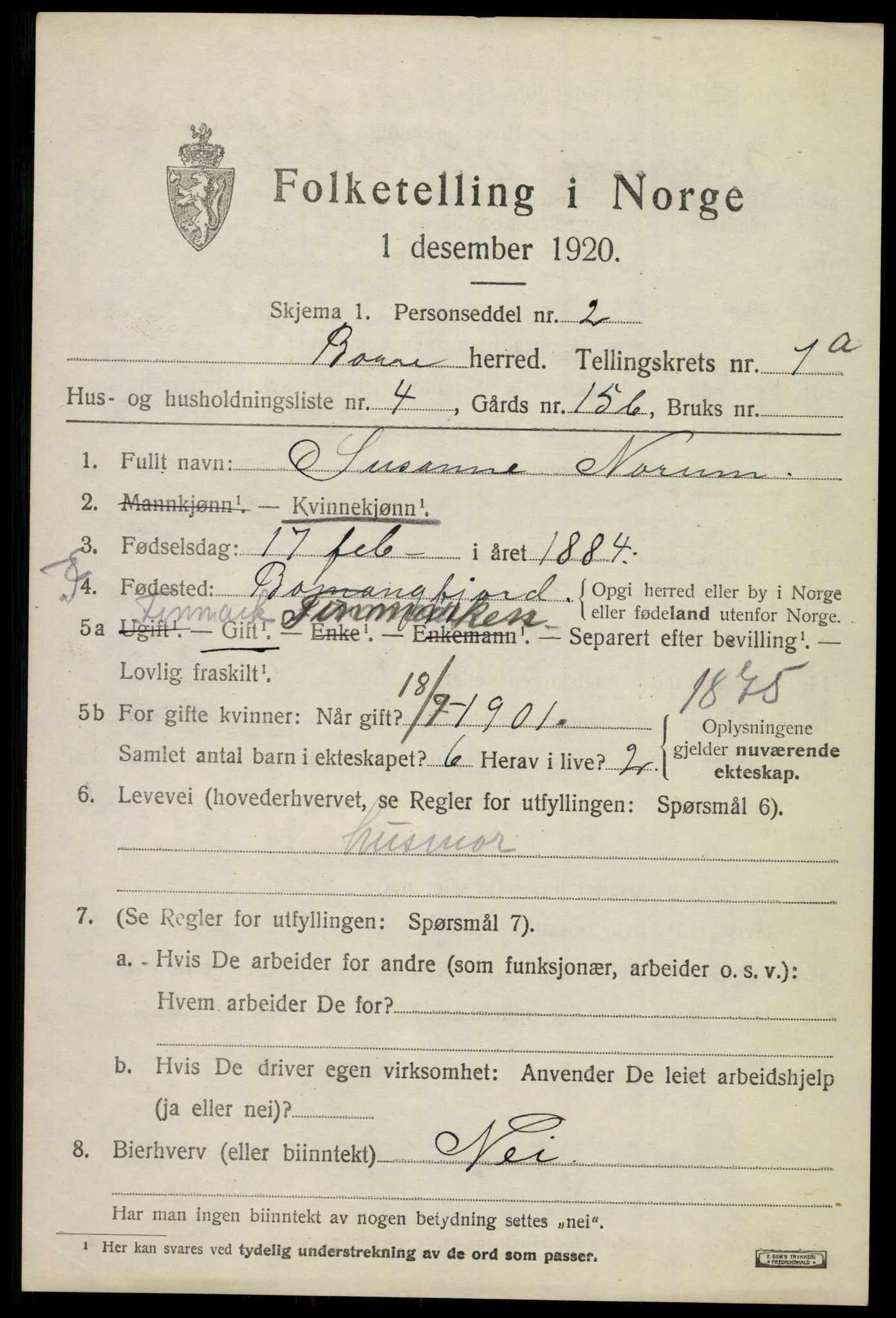 SAKO, 1920 census for Borre, 1920, p. 1440