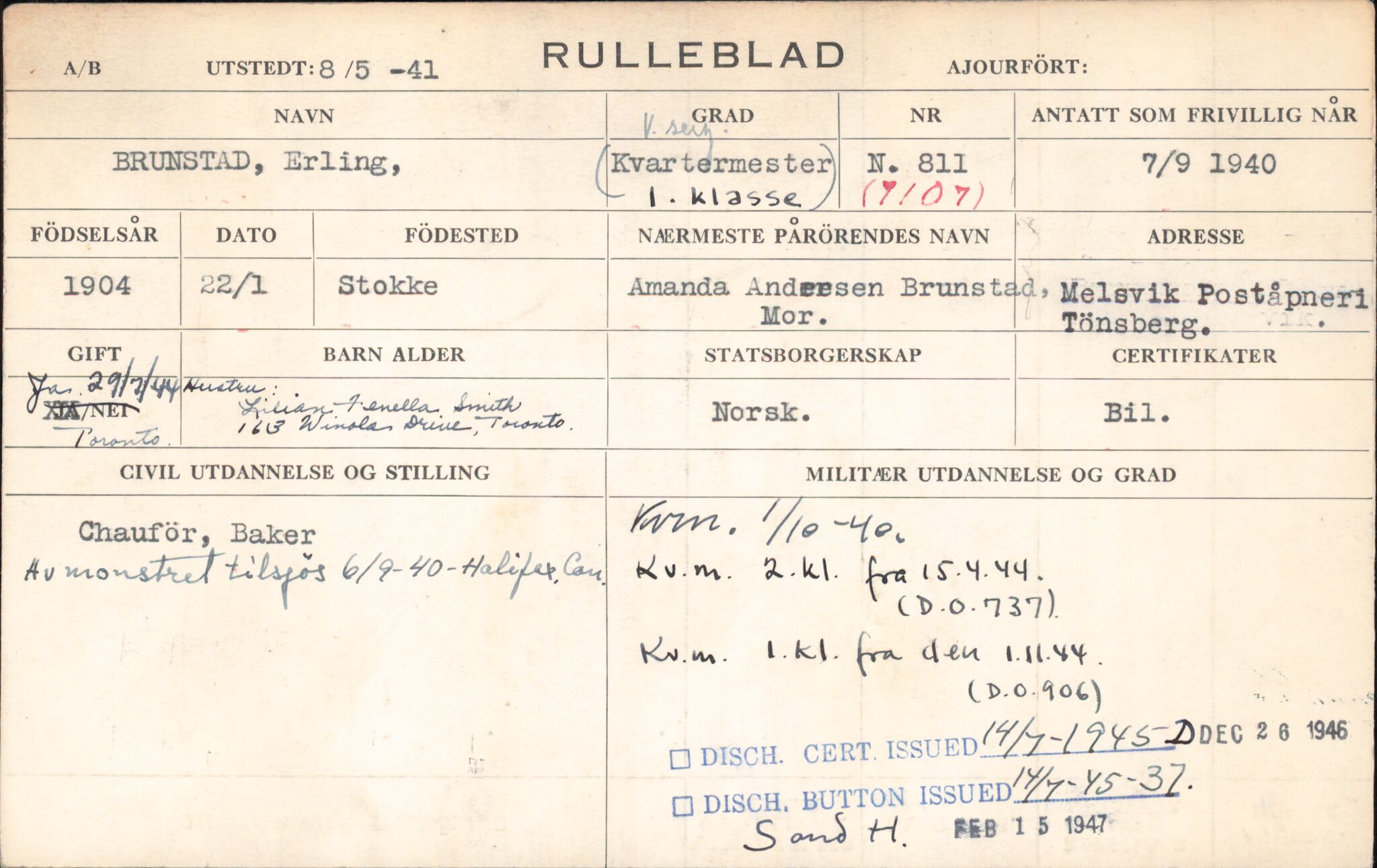 Forsvaret, Forsvarets overkommando/Luftforsvarsstaben, AV/RA-RAFA-4079/P/Pa/L0011: Personellpapirer, 1904, p. 98