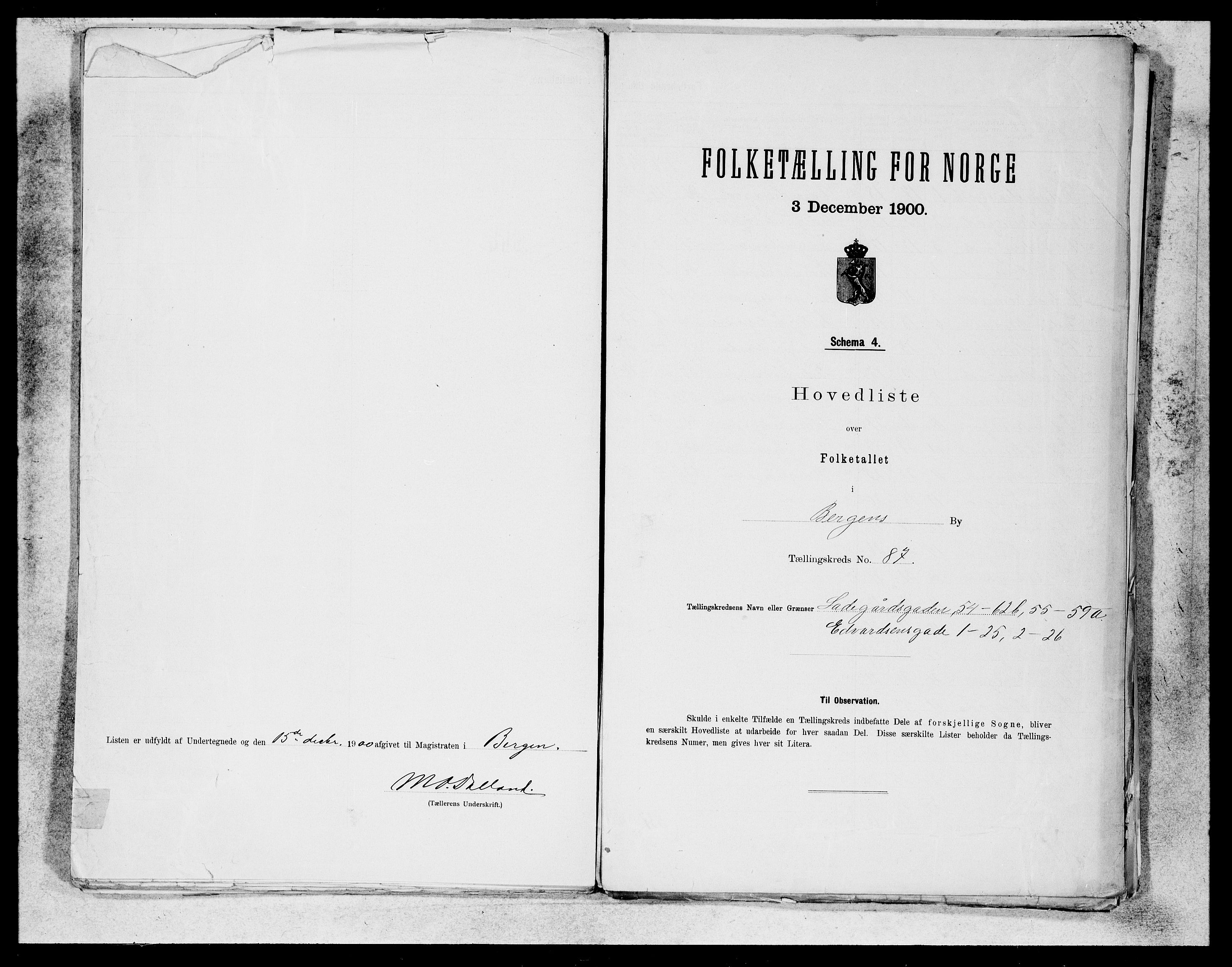 SAB, 1900 census for Bergen, 1900, p. 176