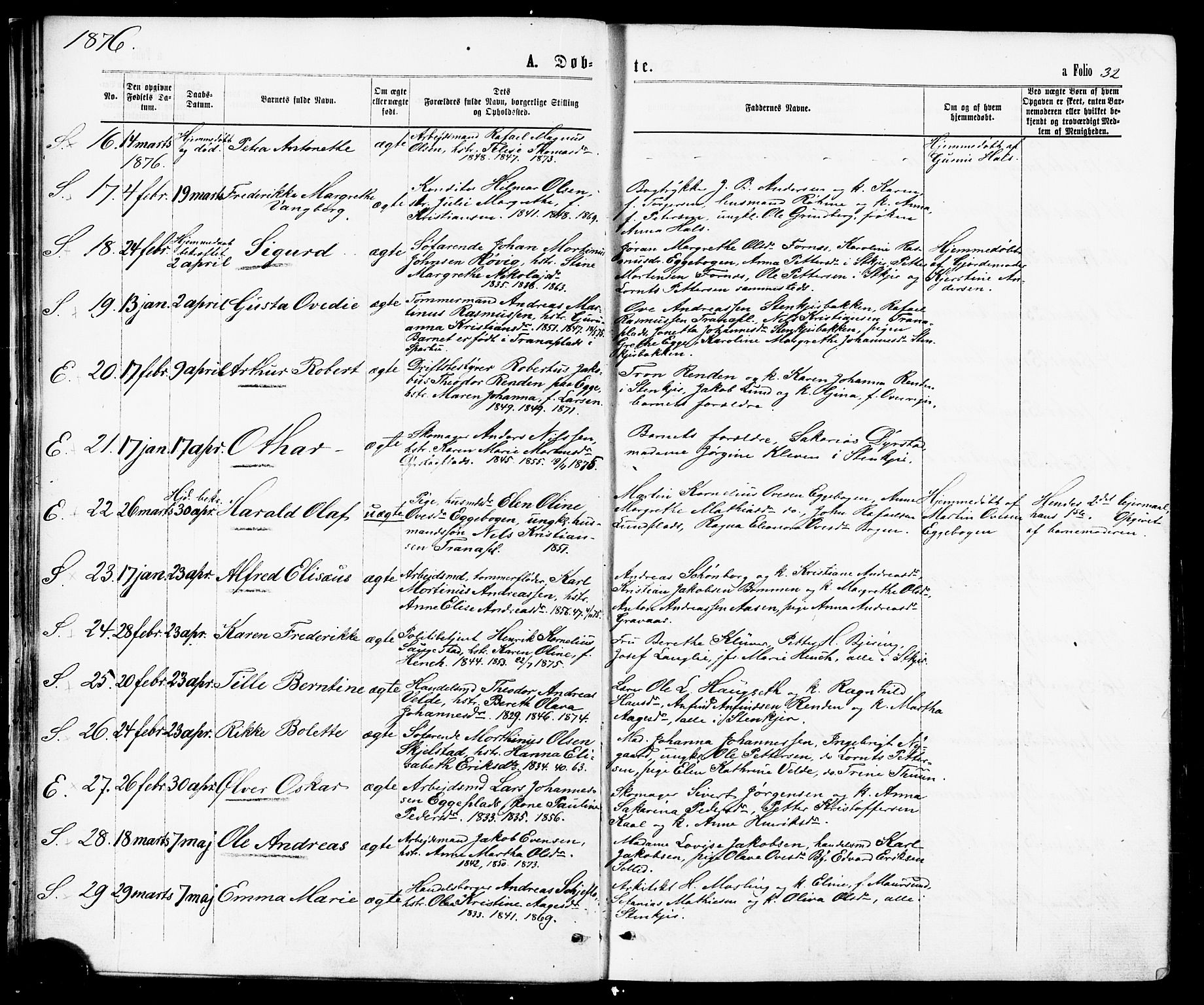 Ministerialprotokoller, klokkerbøker og fødselsregistre - Nord-Trøndelag, AV/SAT-A-1458/739/L0370: Parish register (official) no. 739A02, 1868-1881, p. 32