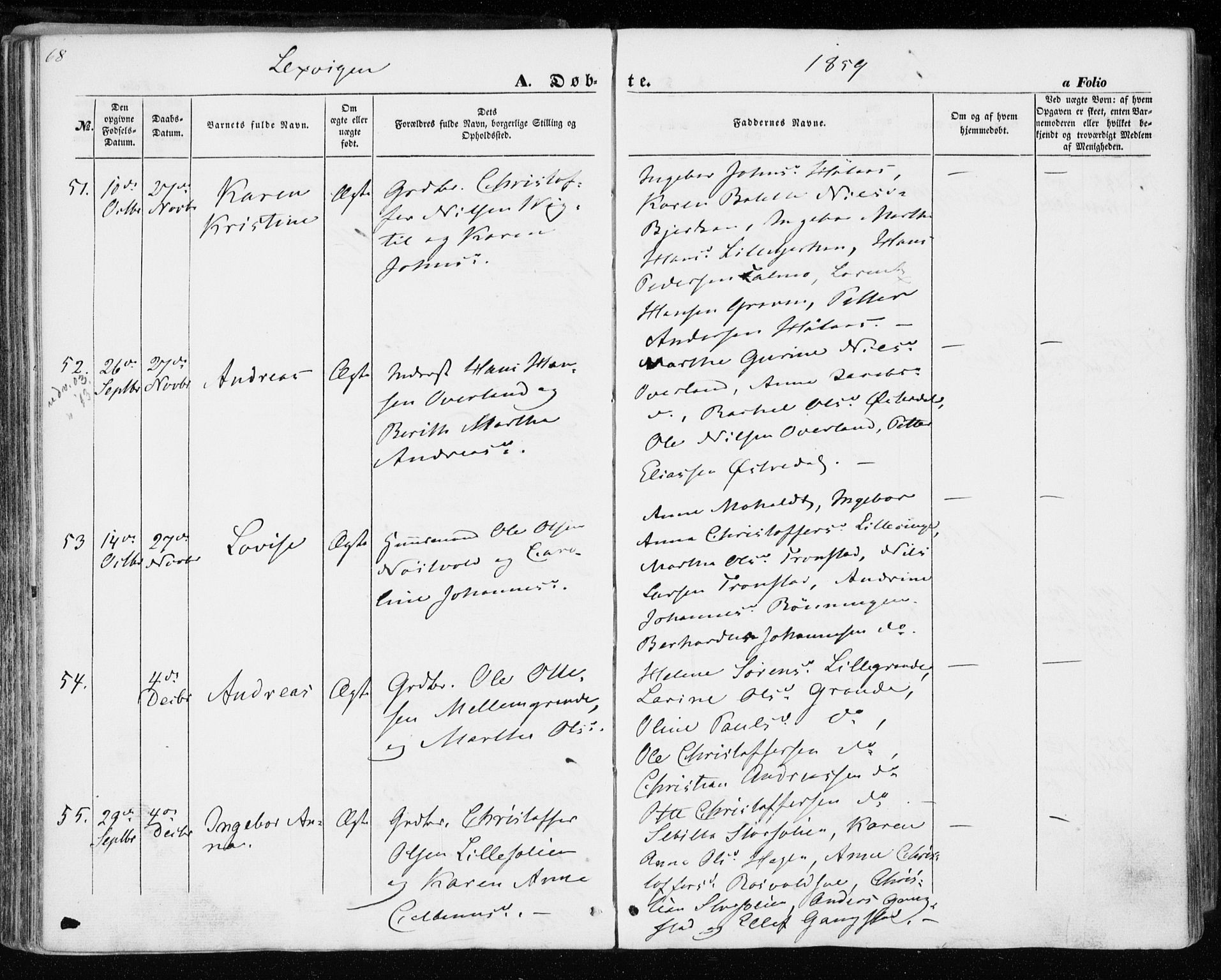 Ministerialprotokoller, klokkerbøker og fødselsregistre - Nord-Trøndelag, SAT/A-1458/701/L0008: Parish register (official) no. 701A08 /1, 1854-1863, p. 68