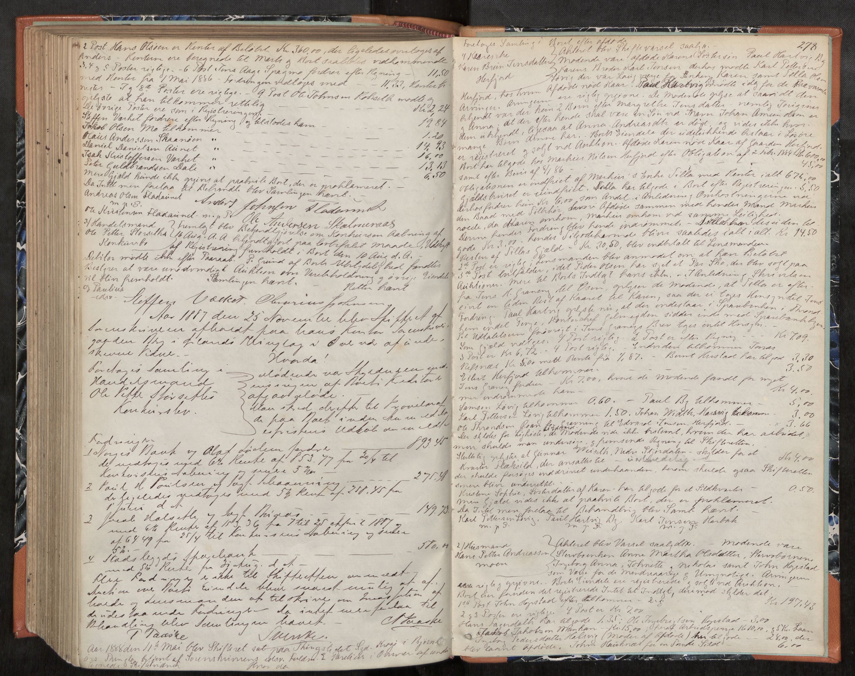 Fosen sorenskriveri, AV/SAT-A-1107/1/3/3B/L0004: Skiftebehandlingsprotokoll, 1868-1888, p. 278
