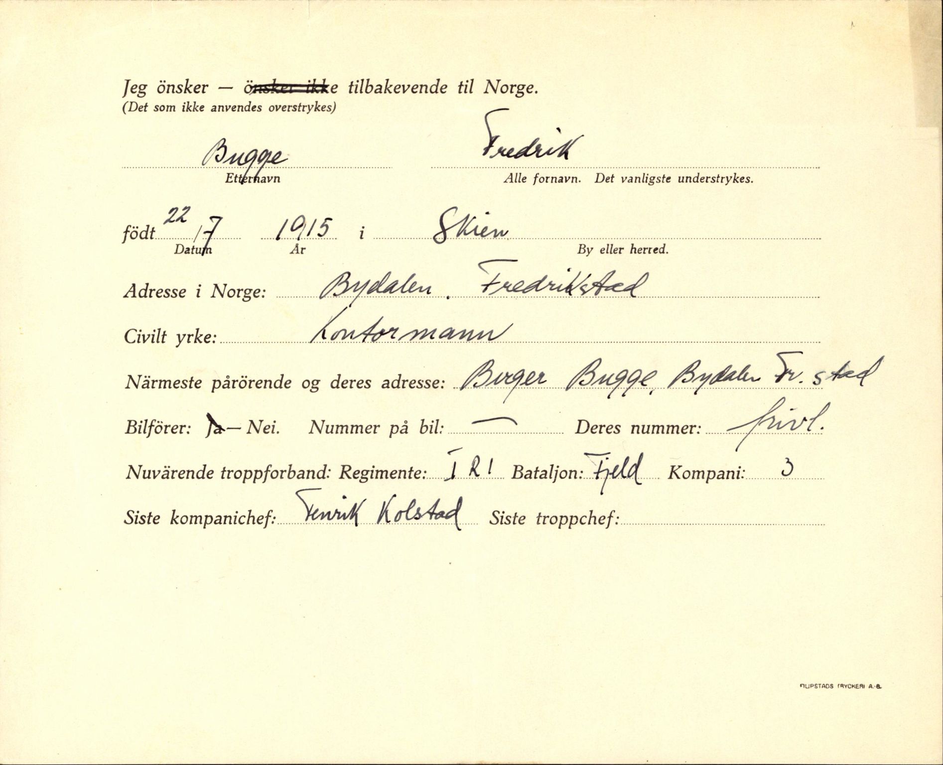 Forsvaret, Forsvarets krigshistoriske avdeling, AV/RA-RAFA-2017/Y/Yf/L0205b: Rommehed interneringsleir 1940 (tidligere FKA eske nr. 255)., 1940, p. 275