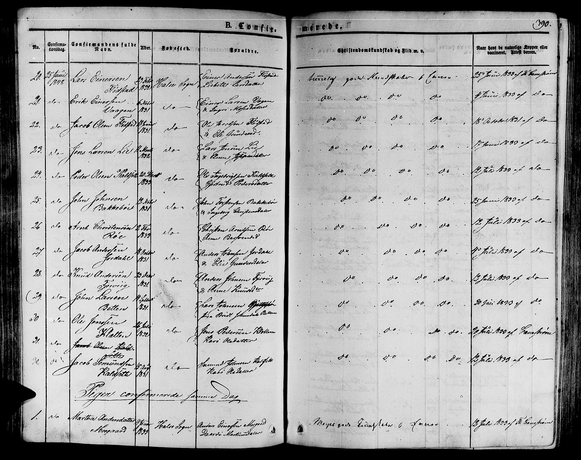 Ministerialprotokoller, klokkerbøker og fødselsregistre - Møre og Romsdal, AV/SAT-A-1454/592/L1025: Parish register (official) no. 592A03 /2, 1831-1849, p. 390