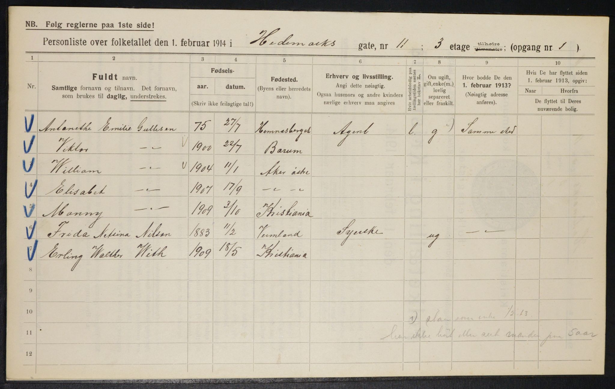 OBA, Municipal Census 1914 for Kristiania, 1914, p. 35980