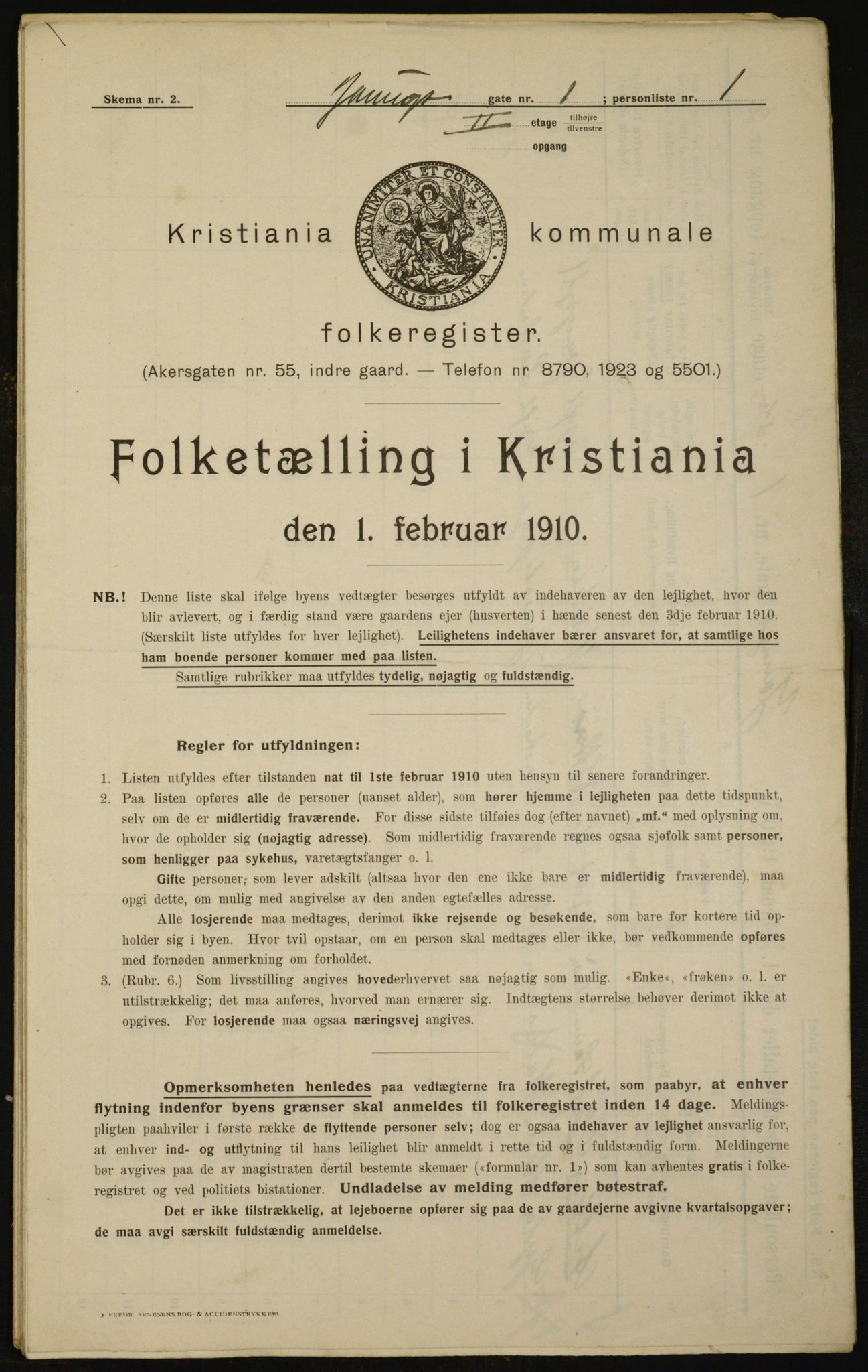 OBA, Municipal Census 1910 for Kristiania, 1910, p. 121825