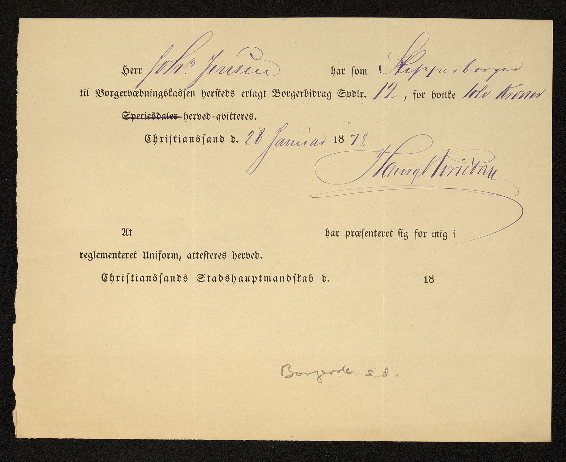 Kristiansand By - Magistraten, ARKSOR/1001KG122/G/Gc/L0009: Borgerbrev, 1877-1901