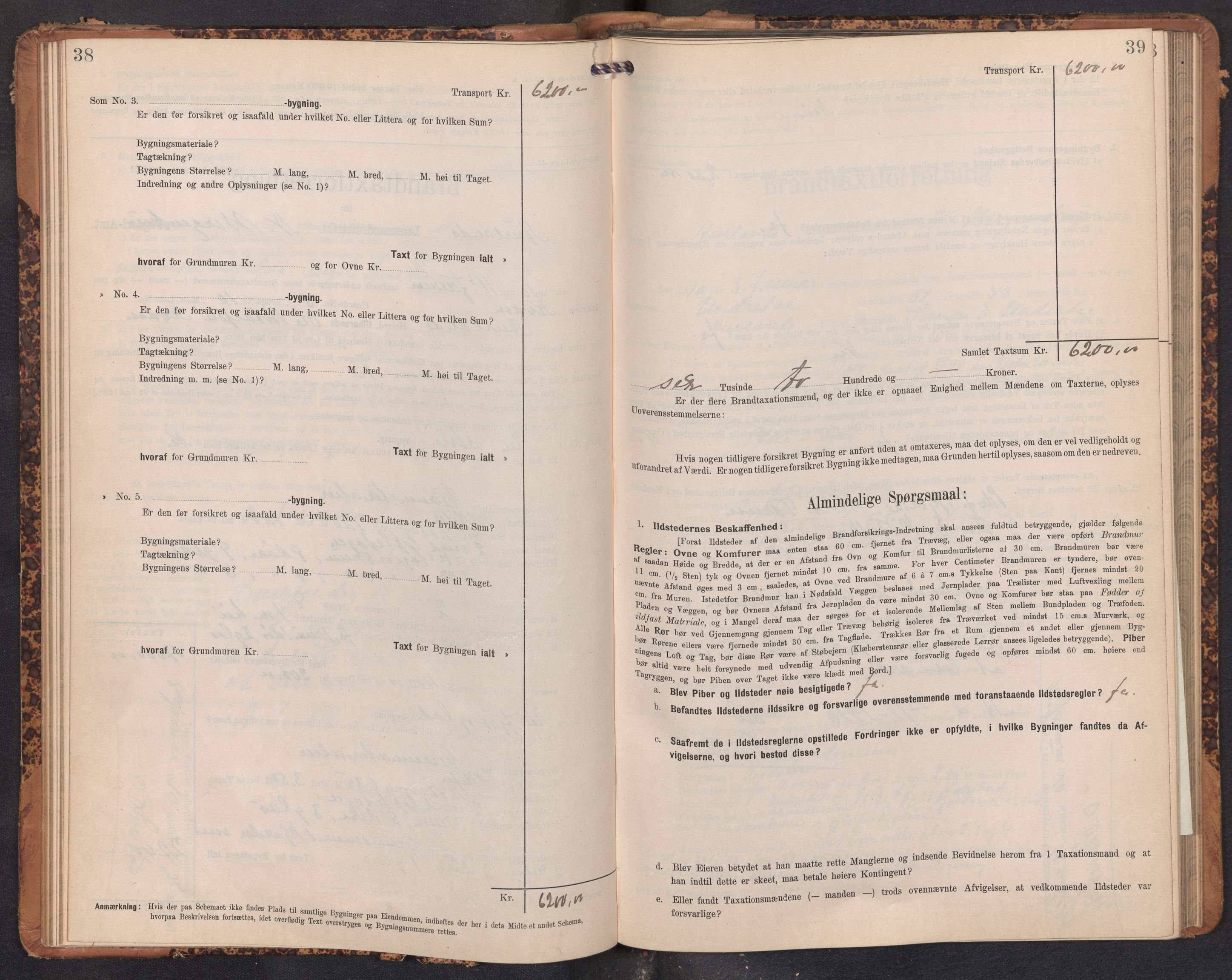 Lensmannen i Aurland, AV/SAB-A-26401/0012/L0005: Branntakstprotokoll, skjematakst, 1909-1916, p. 38-39