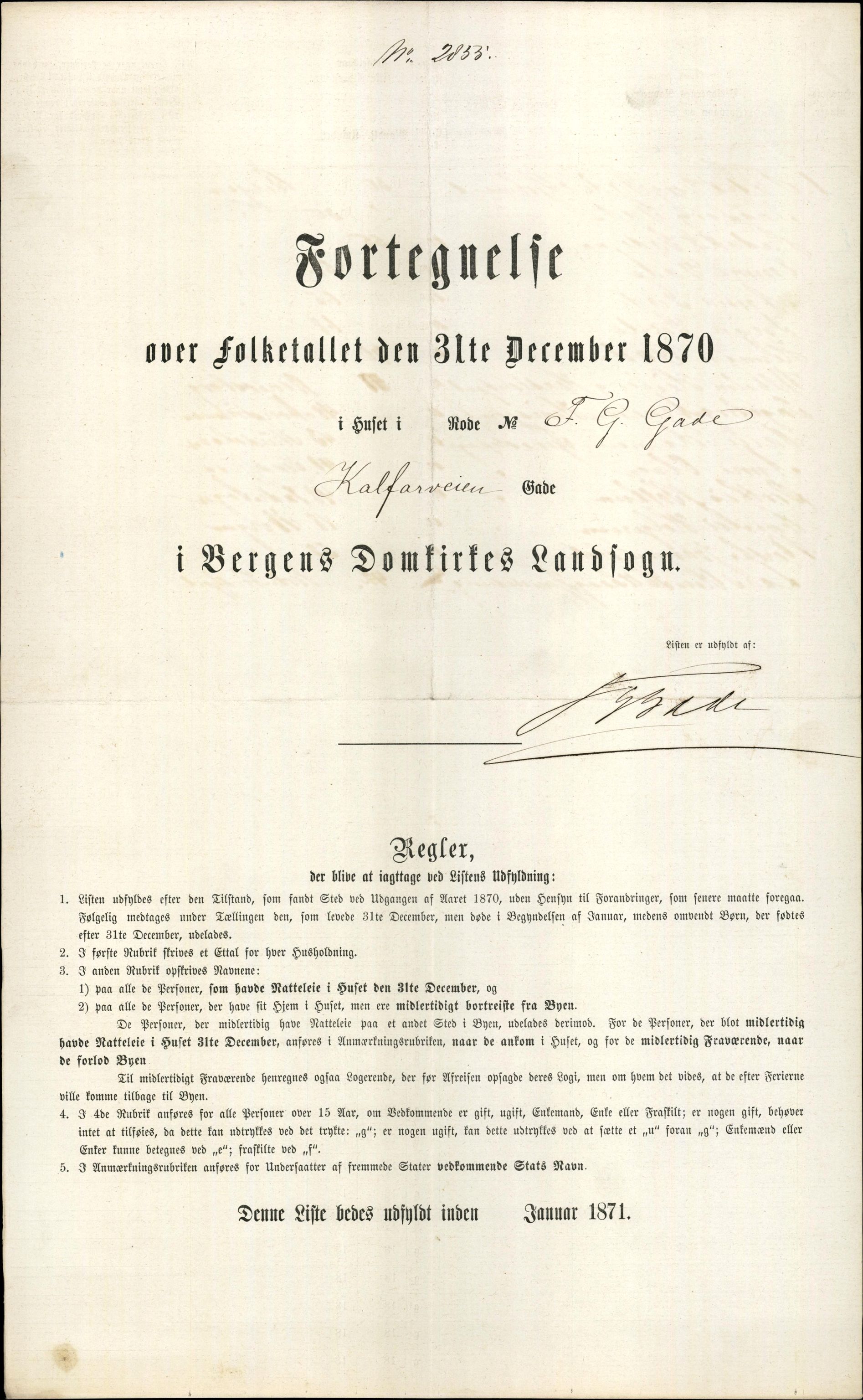 RA, 1870 census for 1301 Bergen, 1870