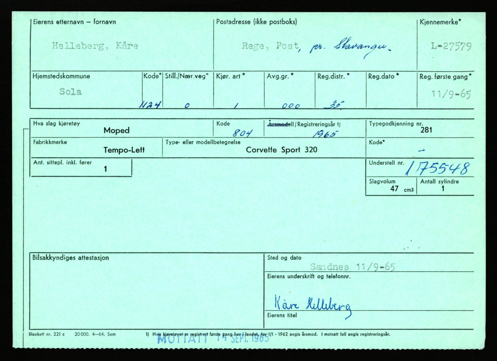 Stavanger trafikkstasjon, AV/SAST-A-101942/0/F/L0045: L-27000 - L-27799, 1930-1971, p. 1435